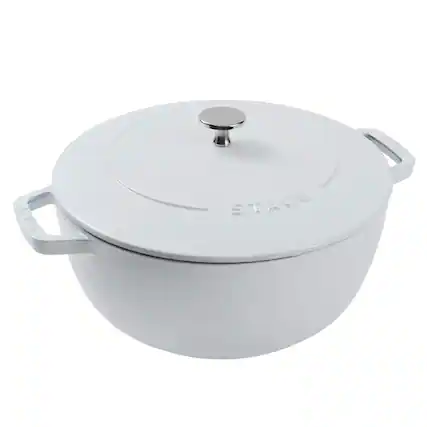 Front. Staub - Staub Cast Iron Essential French Oven, Dutch Oven, 5-quart, serves 5-6, Made in France - White - White.
