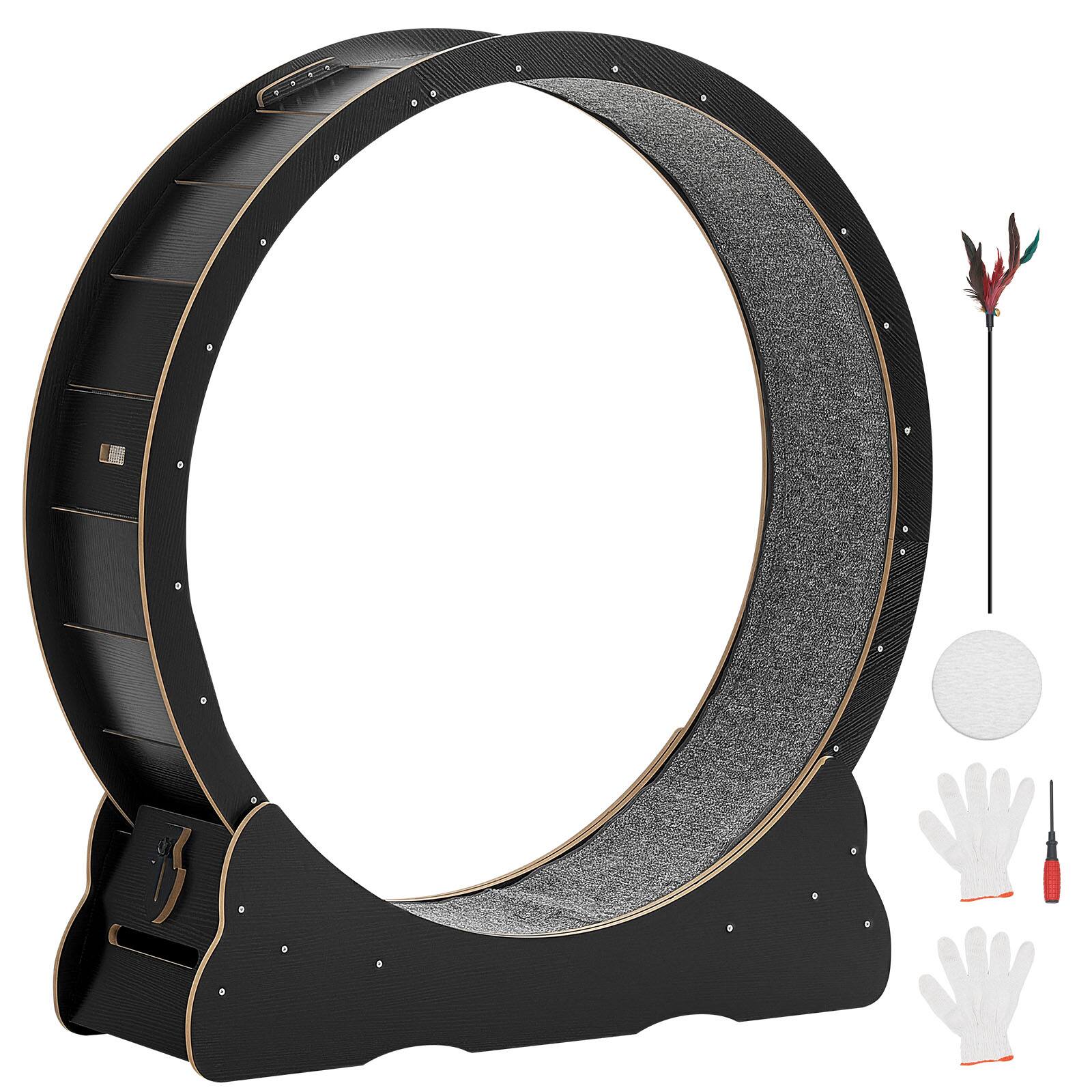 Alt View 5. VEVOR - Cat Exercise Wheel, 48 in Wooden Cat Running Wheel for Indoor Cats up to 28 lbs, Cats Treadmill with Carpeted Runway - Black.