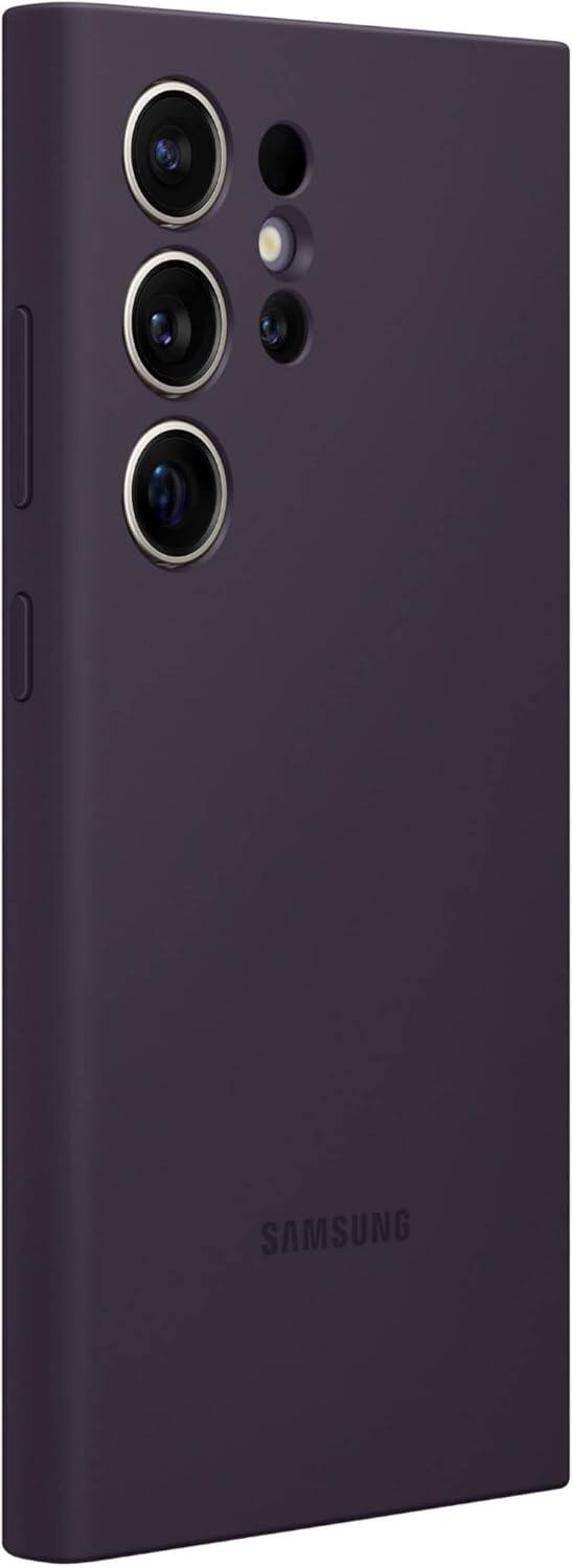 Angle. Samsung - Samsung Silicone Case for Samsung Galaxy S24 Ultra | Color: Dark Violet - Dark Violet.