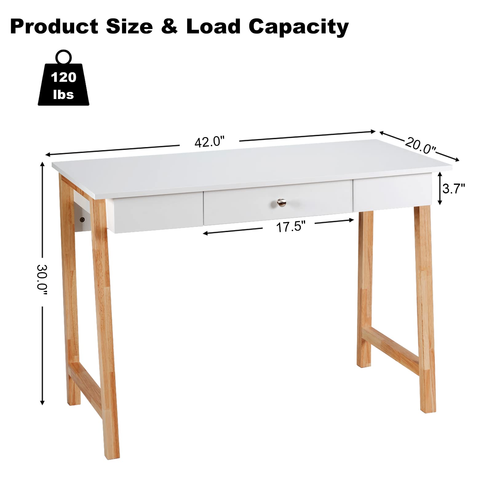 Product Size & Load Capacity  
120 lbs  
42.0" x 20.0" x 3.7" x 17.5" x 30.0"