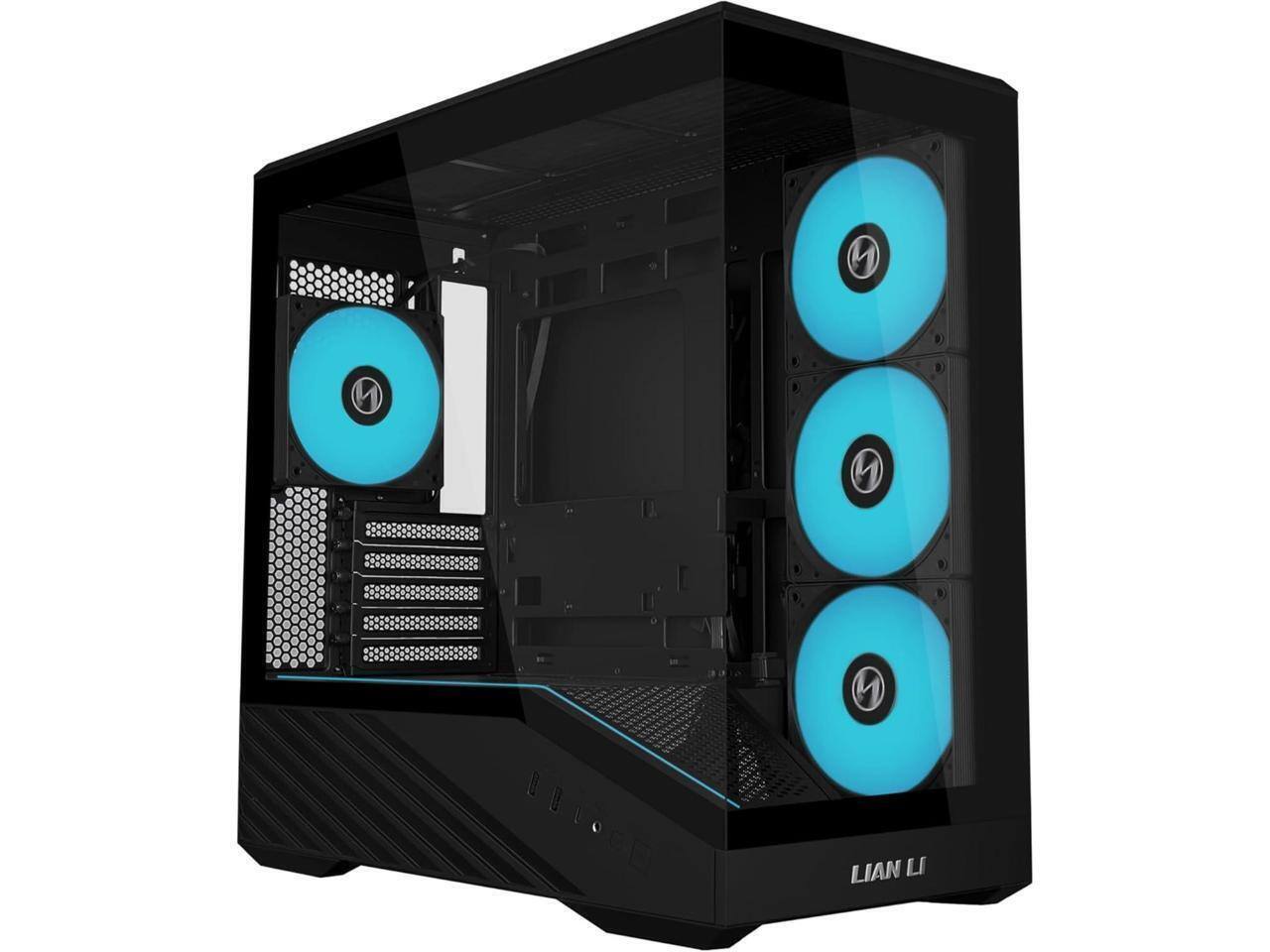 Alt View 7. Lian Li - VECTOR V100 MINI Micro Compact PC Case, Pre-install 4 x 120mm ARGB PWM Fans, Panoramic Tempered Glass (V100RMIX) - black.