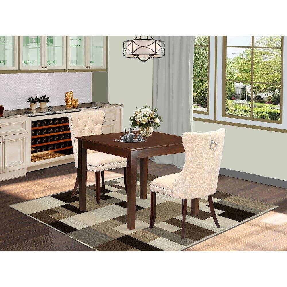 Alt View 7. East West Furniture - 3 Piece Kitchen Table & Chairs Set - Mahogany.