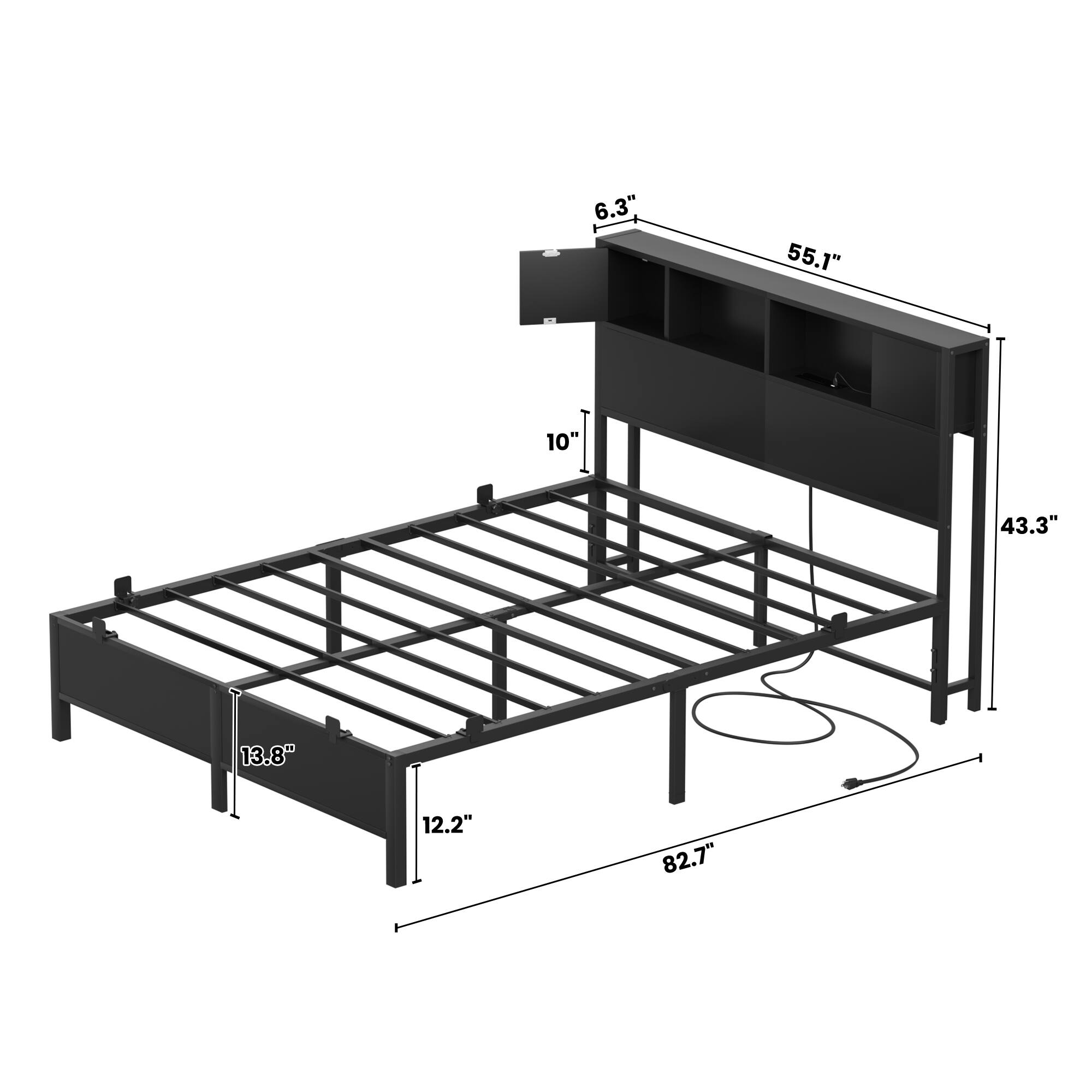 6.3" 55.1" 10" 43.3" 13.8" 12.2" 82.7"