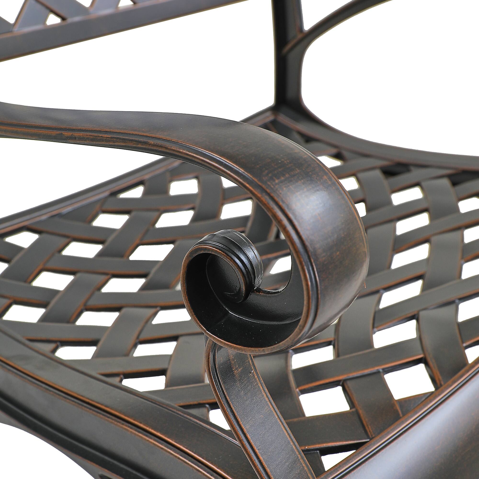 Back. Mondawe - 2-Piece Cast Aluminum Stationary Dining Chairs - Bronze.