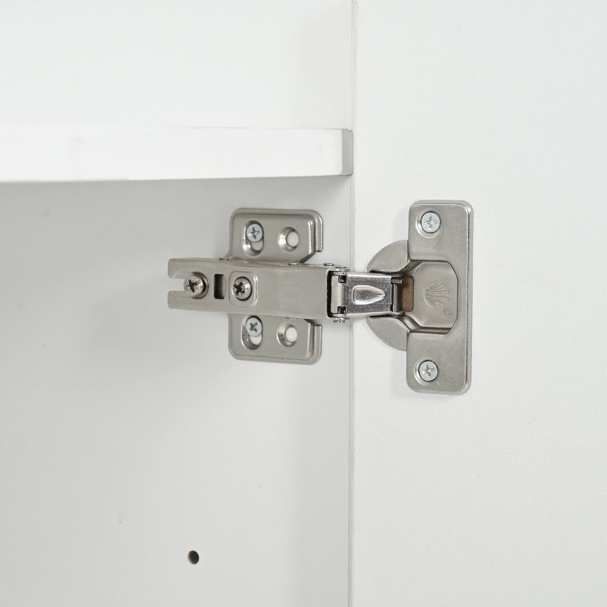 Alt View 6. Spaco - Spaco 70" Shoe Cabinet with 4 Adjustable Shelves, Gold Trim Doors & Metal Legs, Multifunctional for Living Room - White.