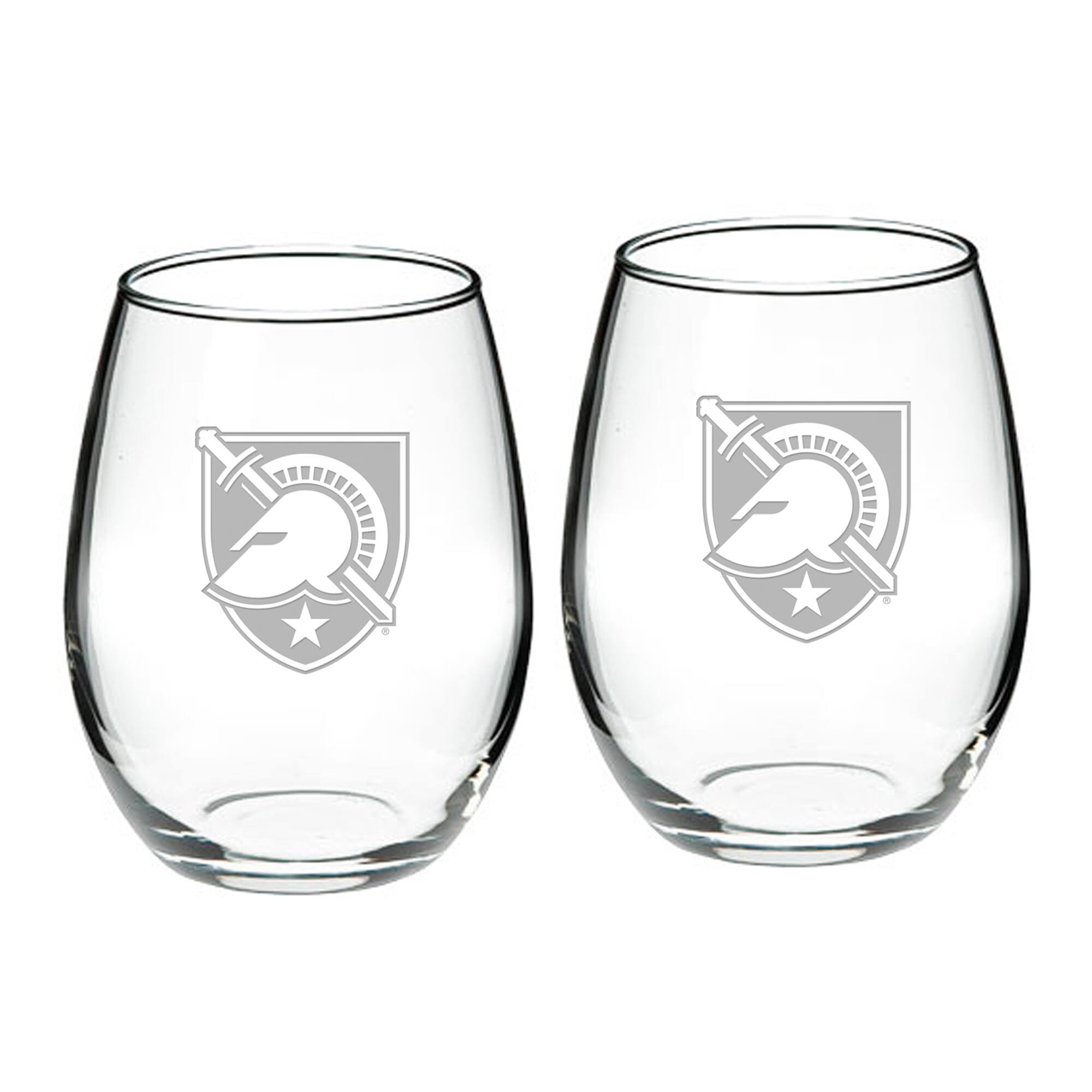 Front. Jardine - Army Black Knights 2-Piece 21oz. Stemless Wine Glass Set - Multicolor.