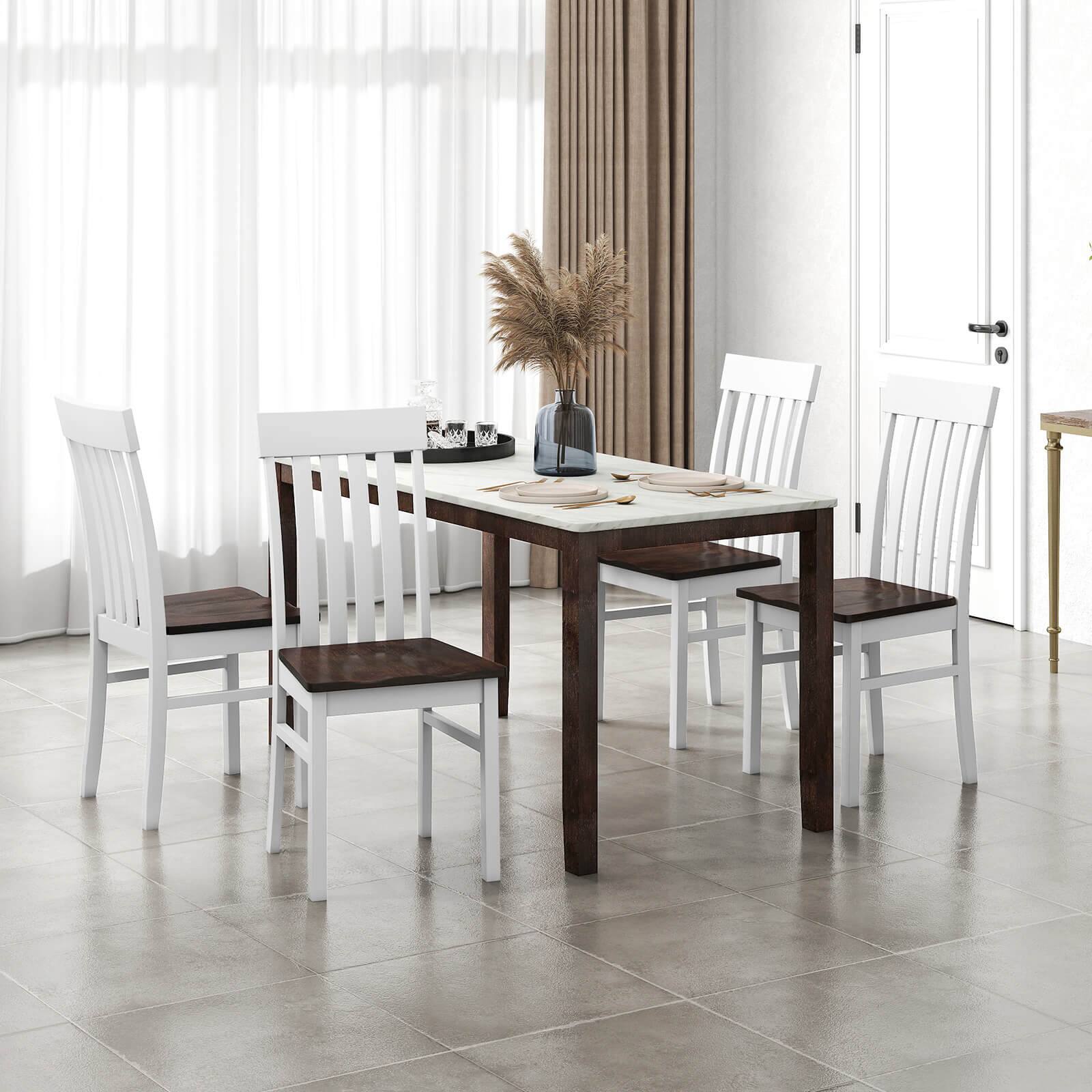 Alt View 4. Costway - Costway Dining Chairs Set of 2 with Hollowed High Backrests Concave Seats Rubber Wood Legs - White,Walnut.