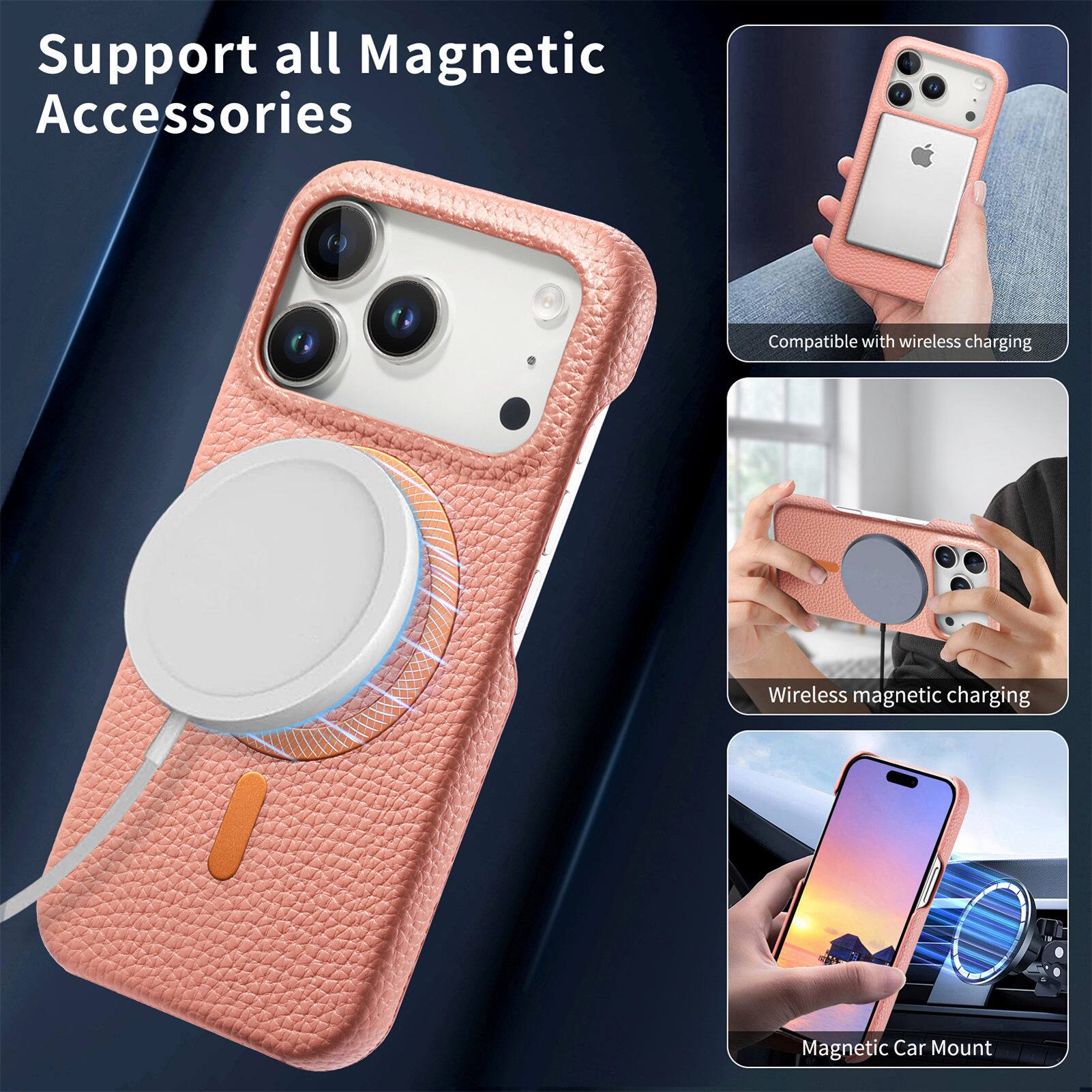 Support all Magnetic Accessories

- Compatible with wireless charging
- Wireless magnetic charging
- Magnetic Car Mount