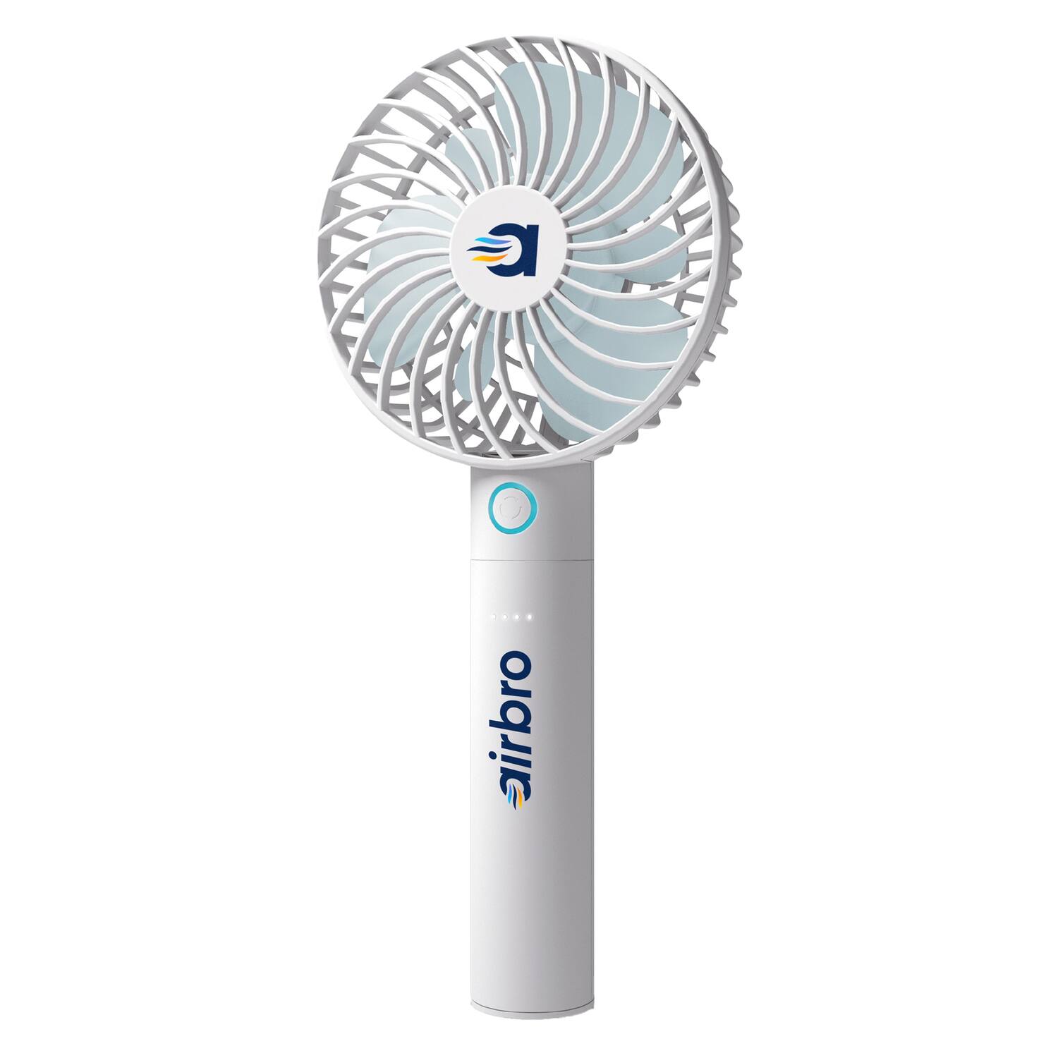 Front. Airbro - Airbro Fha-30 Fha-30 3.5-in. 6-blade 5-speed Handheld Personal Portable Rechargeable Fan With Power Bank, White - white.