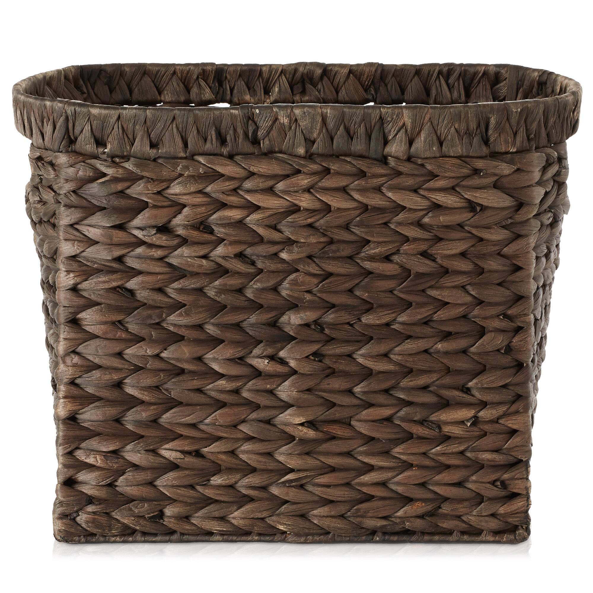 Alt View 5. Casafield - Magazine Holder Storage Basket Bin with Handles - Seagrass Hyacinth Woven Bins - Espresso - Hyacinth.