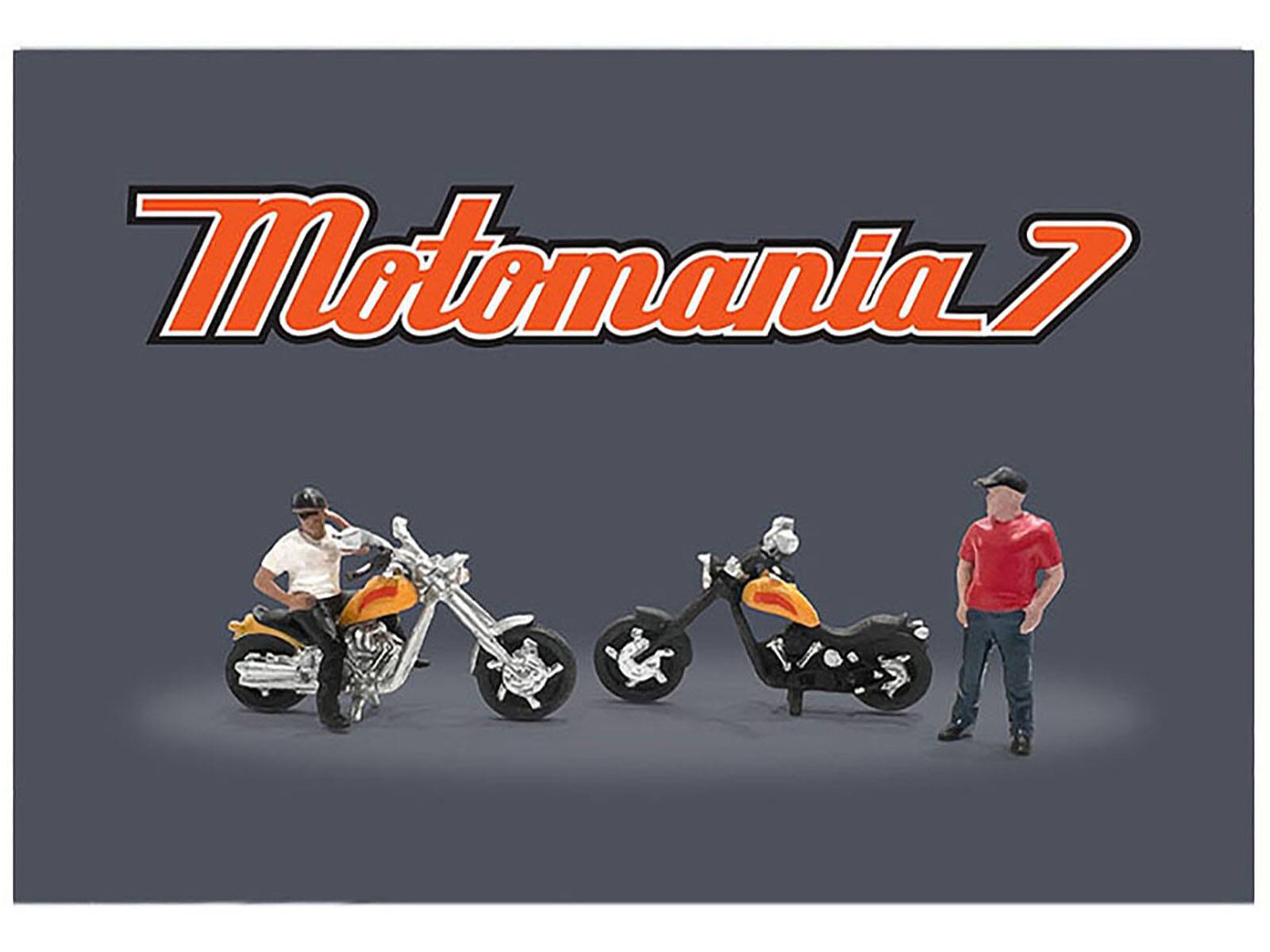 Alt View 1. American Diorama - "Motomania 7" 4 piece Figure Set (2 Figures, 2 Motorcycles) Ltd Ed to 4800 pcs for 1/64 scale models by American Diorama.