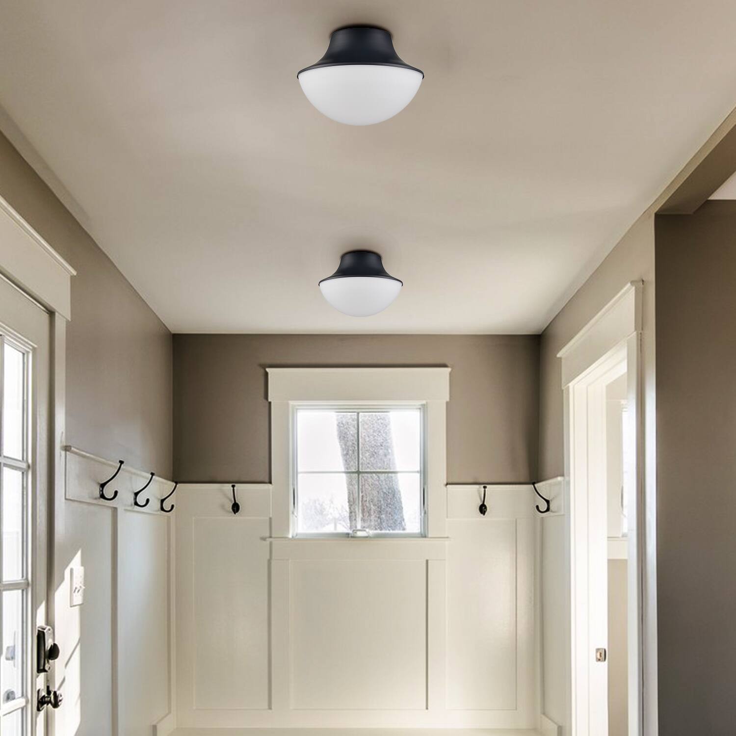 Alt View 1. MOOSE - Modern Matte Black Semi Flush Mount Ceiling Light Fixture - Black.