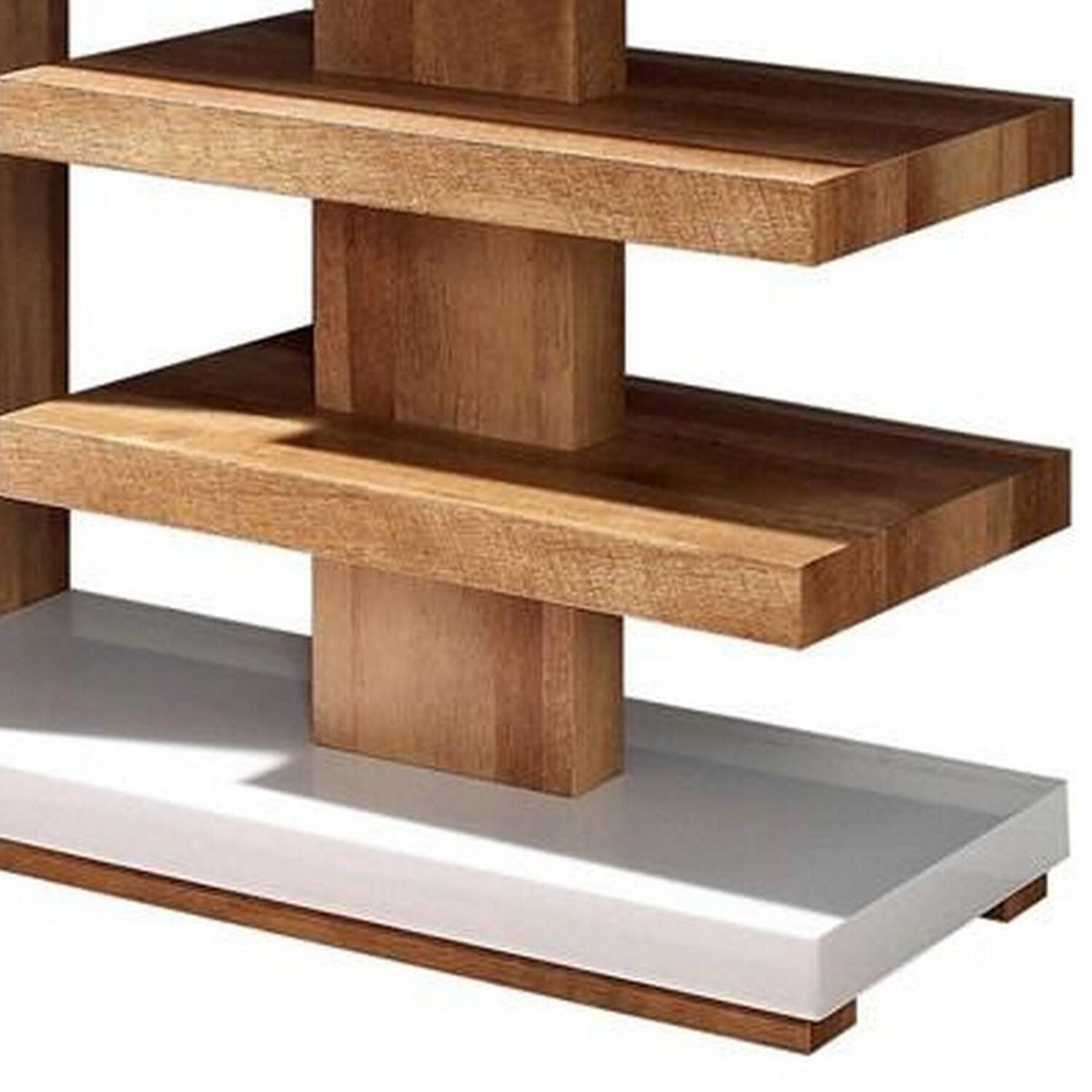 Alt View 2. Manhattan Lane - Sofa Table with 1 Door Cabinet and 2 Floating Shelves, White and Brown - White and Brown.