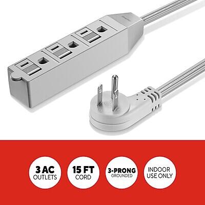 3 AC Outlets  
15 FT Cord  
3-Prong Grounded  
Indoor Use Only