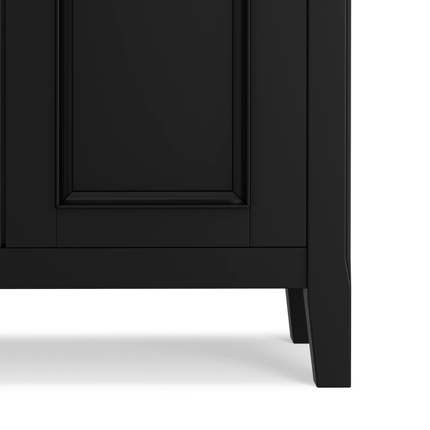 Alt View 4. Simpli Home - Amherst 32 inch Wide Solid Wood Transitional Low Storage Cabinet in Black - Black.