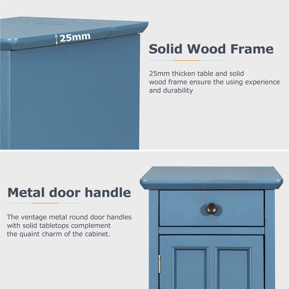 25mm

Solid Wood Frame
25mm thick table and solid wood frame ensure the using experience and durability

Metal door handle
The vintage metal round door handles with solid tabletops complement the quaint charm of the cabinet.