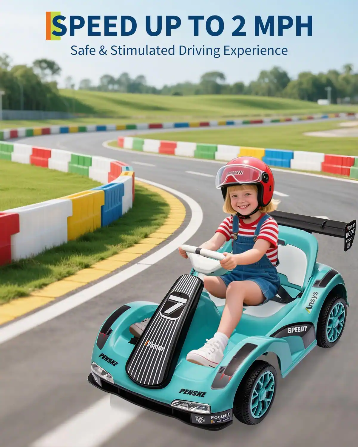 SPEED UP TO 2 MPH  
Safe & Stimulated Driving Experience  

PENSKE  
SPEEDY  
Focus1  
KOS  
MAGNUM