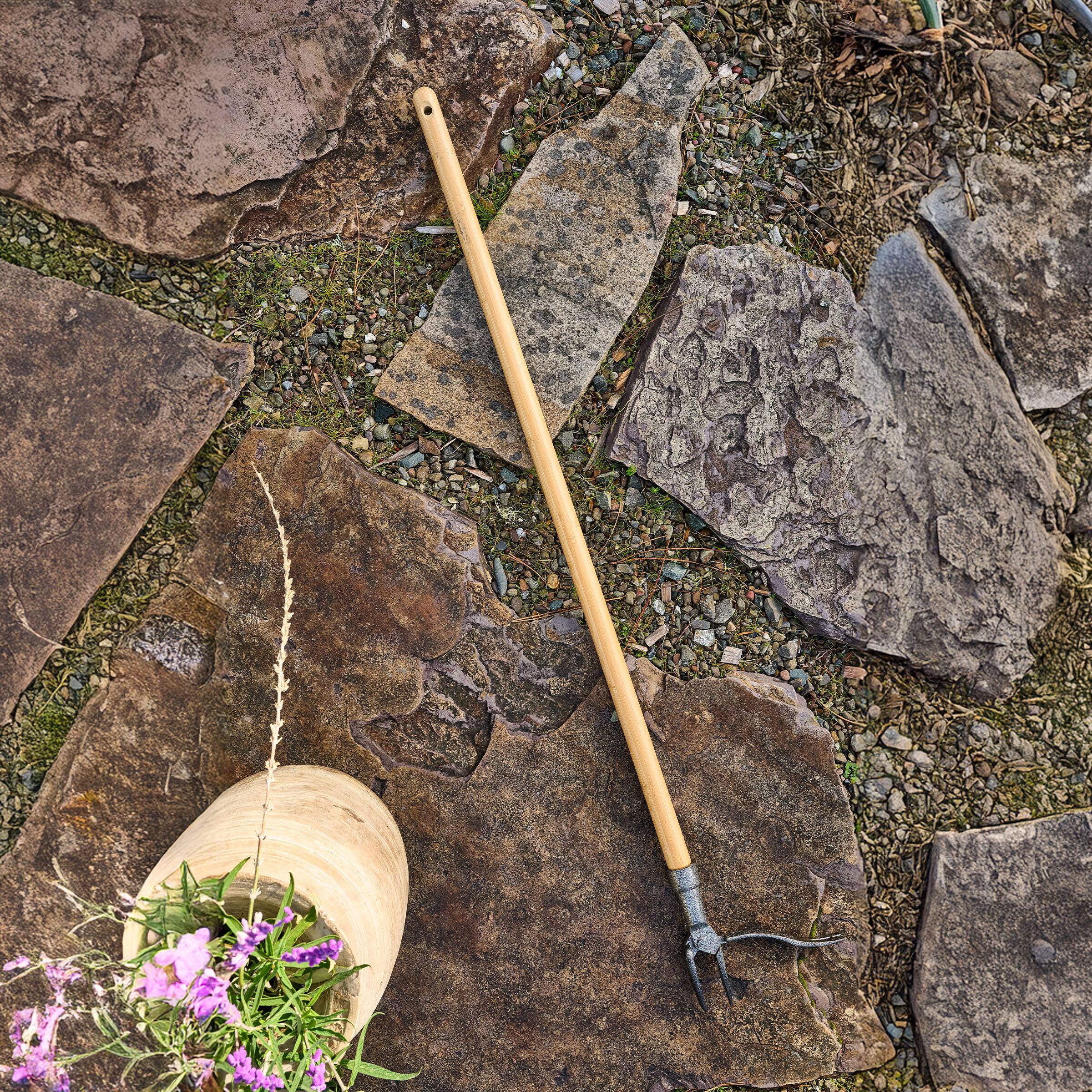 Left. Kings County Tools - Stand Up Weed Puller Tool with Long Handle 45.6” Ergonomic Weeder Puller Cast Steel and Bamboo Weed Remover.