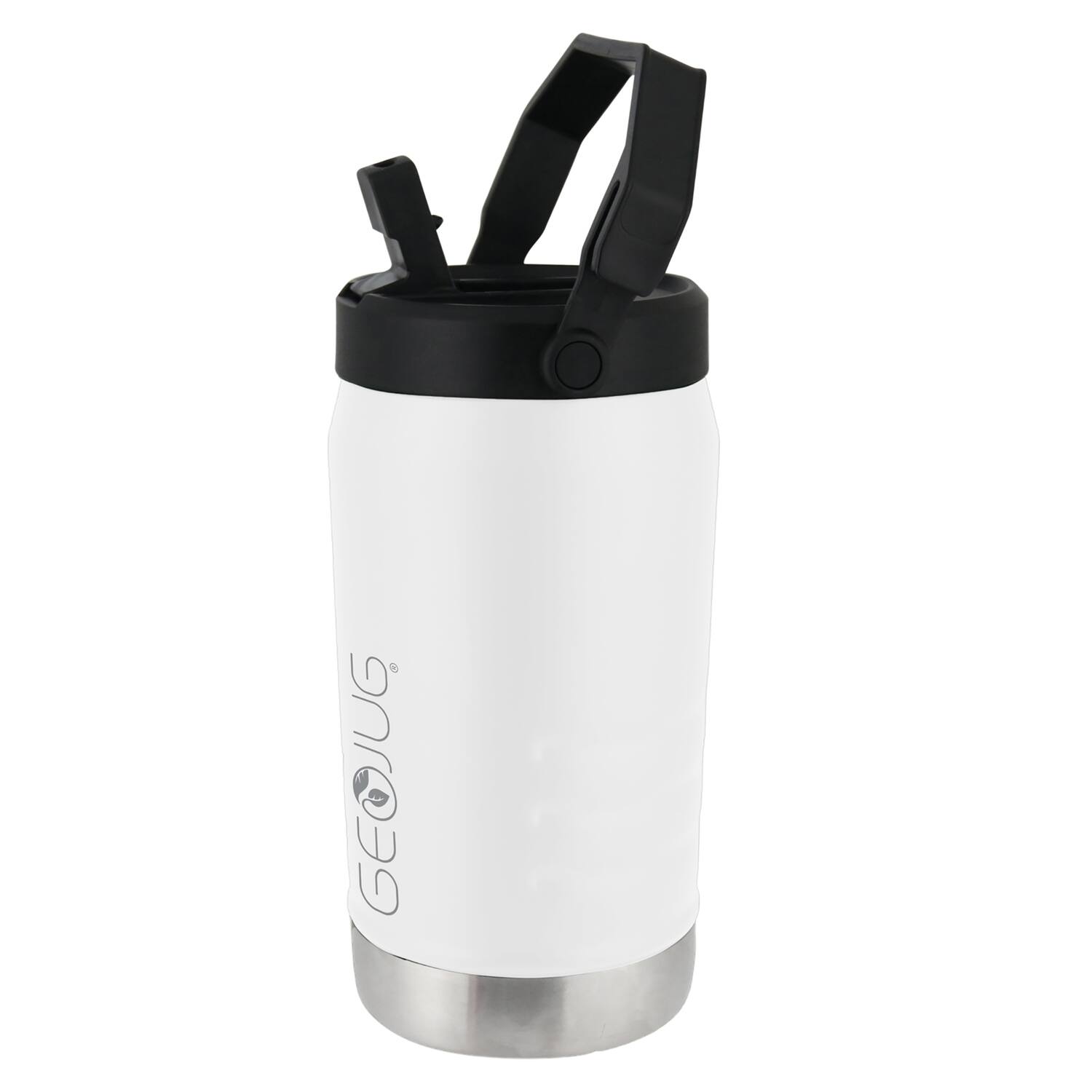 Front. Brentwood - Brentwood Geojug Vacuum-insulated Stainless Steel Sports Water Jug With Spout Straw Lid, And Handle With Fence Hook - Cream.