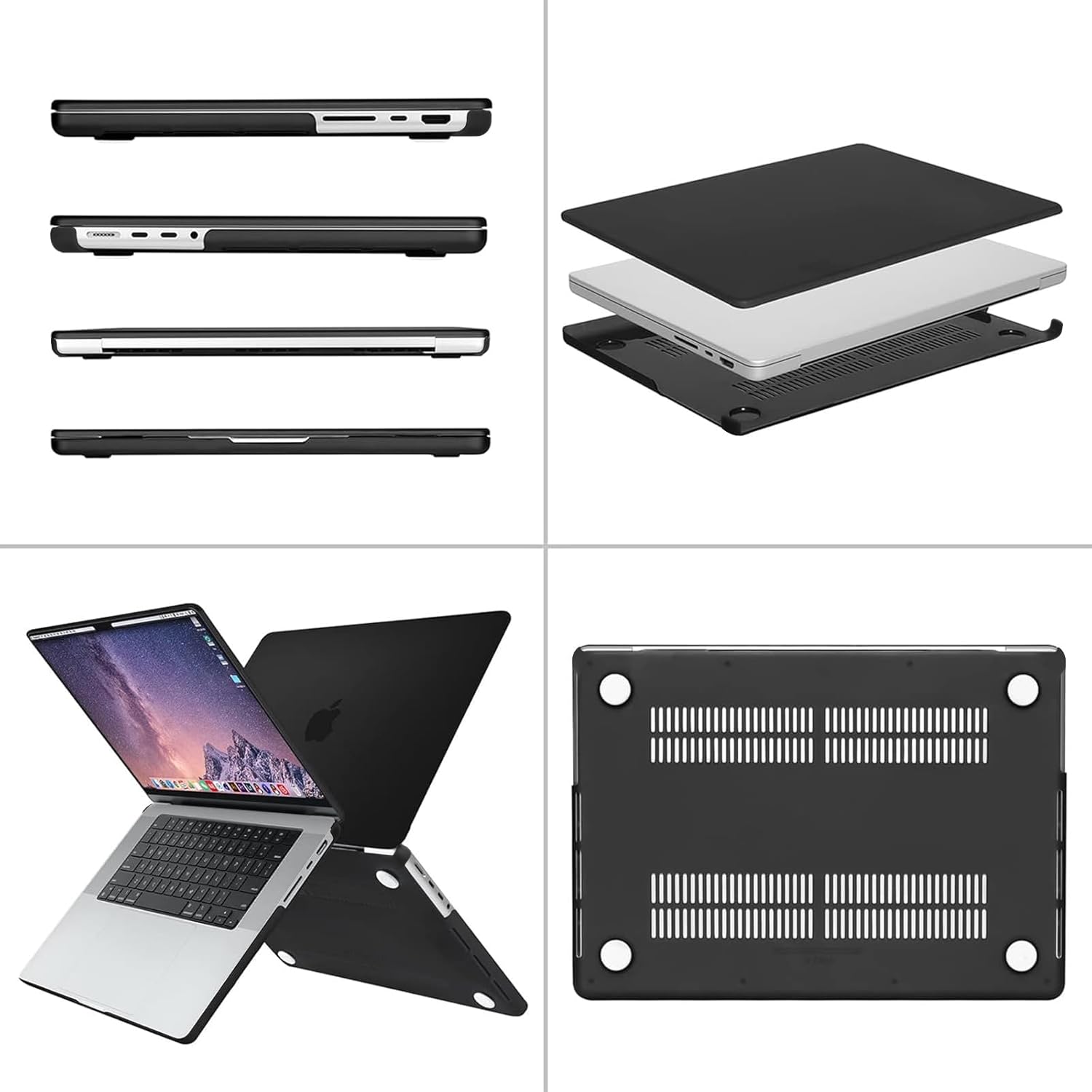 Alt View 1. mosiso - 4-in-1 MacBook Pro 16 inch Case Compatible with Models A3429 A3428 A3403 A3186 A2991 A2780 A2485 - Black.