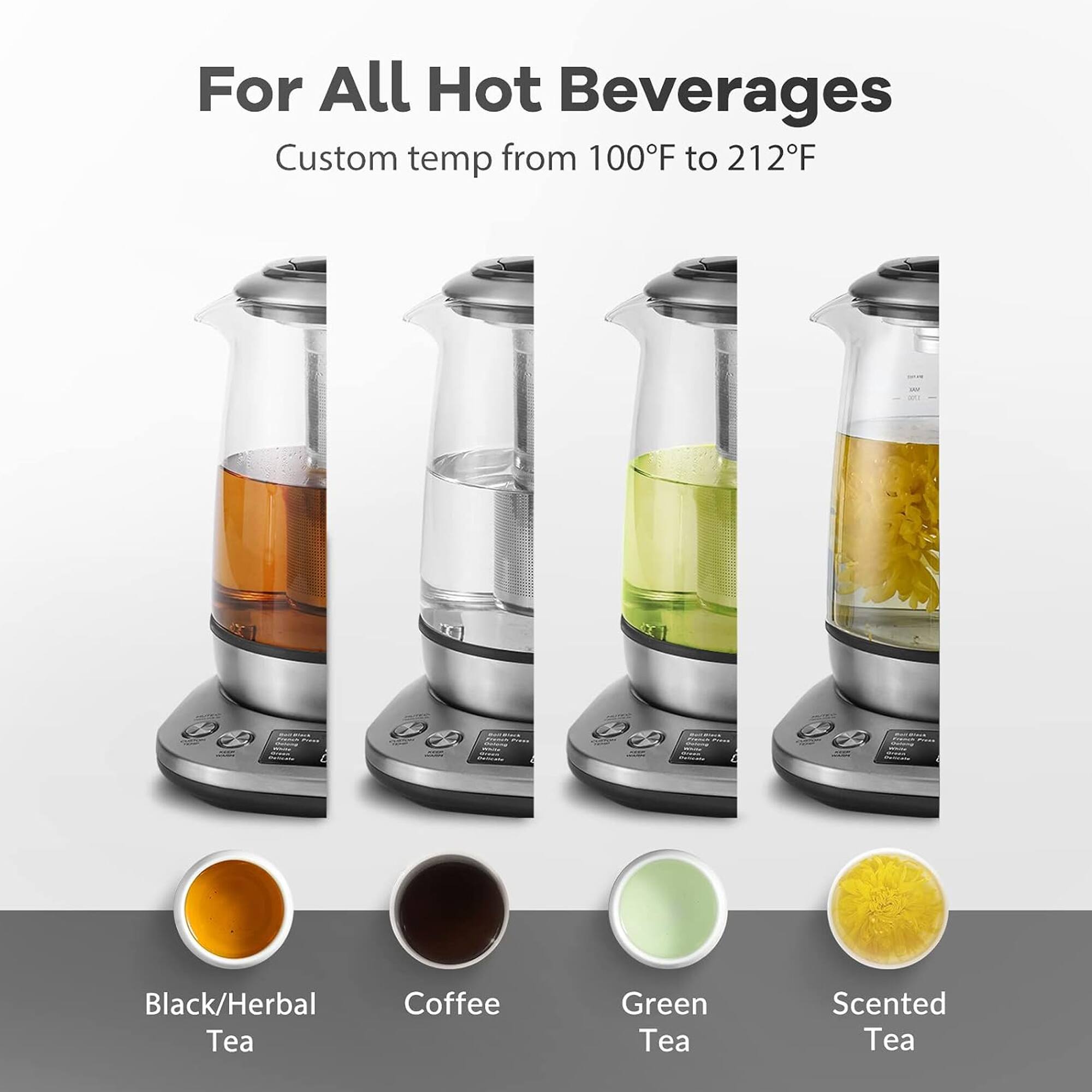 For All Hot Beverages  
Custom temp from 100°F to 212°F  

Black/Herbal Tea  
Coffee  
Green Tea  
Scented Tea