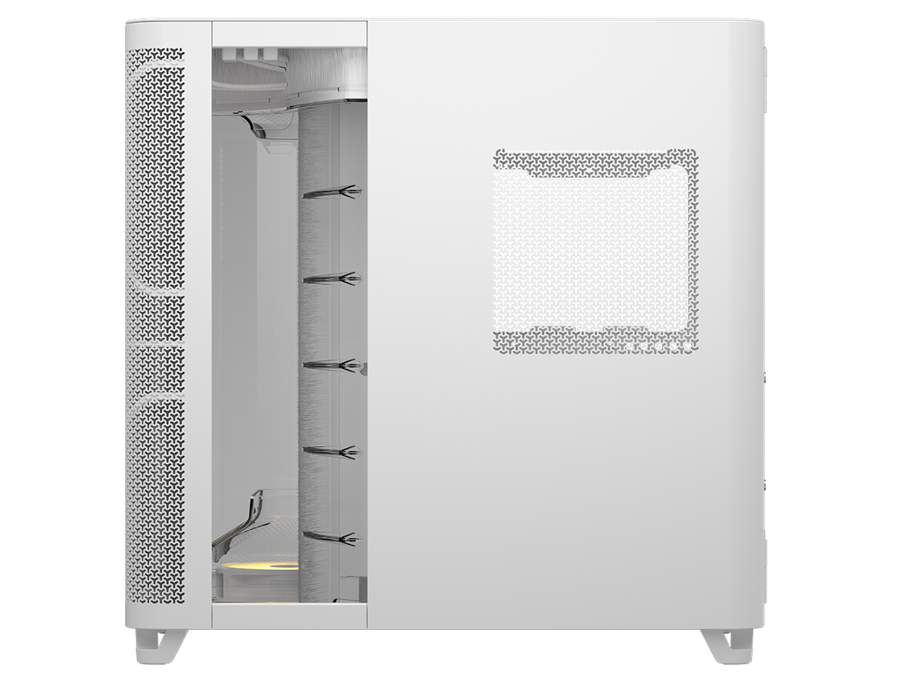Alt View 4. CORSAIR - Corsair AIR 5400 RS-R ARGB Triple Chamber Mid-Tower Case - White, 3x Pre-Installed ARGB Fans, BTF Design - White.