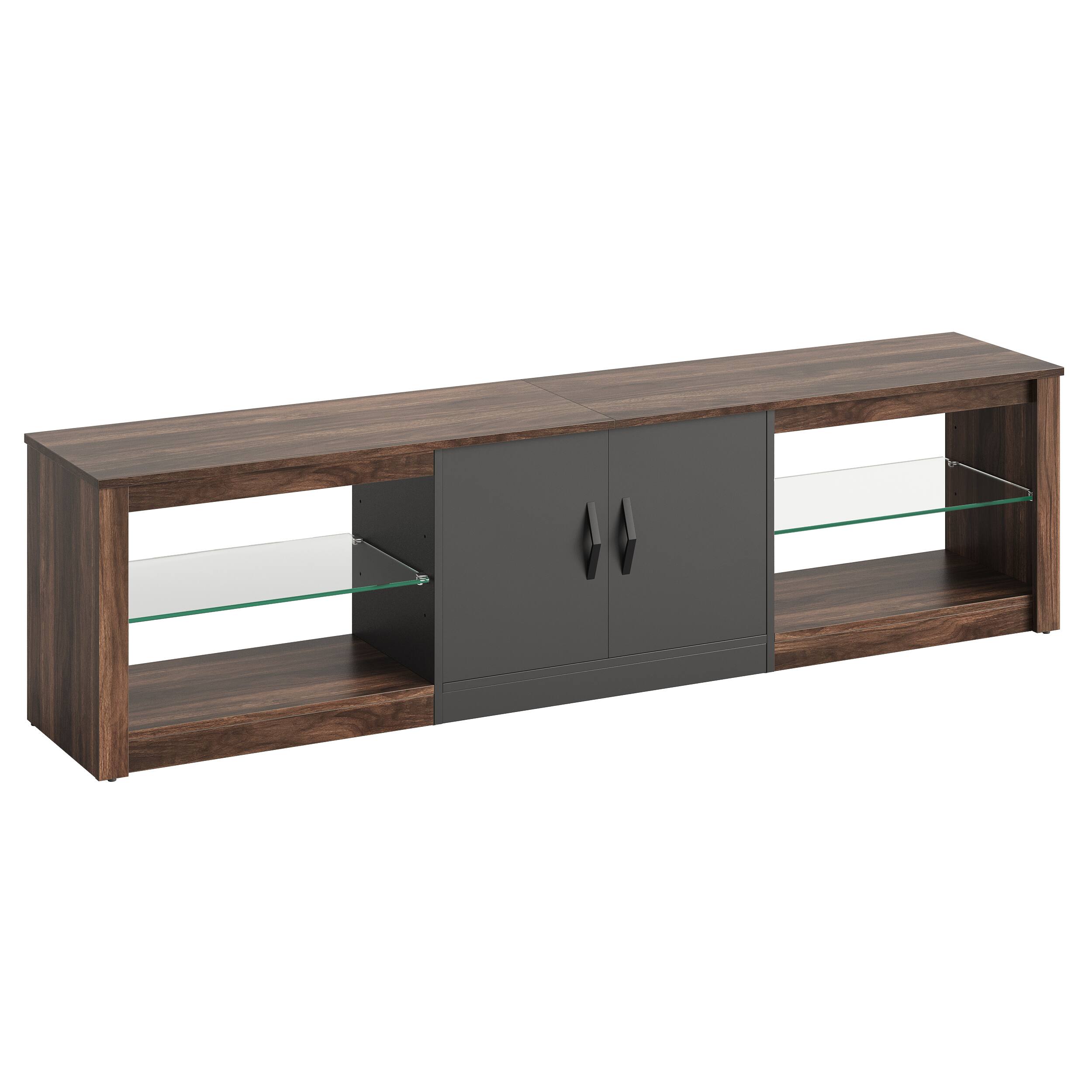 Angle. Bestier - 71-inch Gaming TV Stand with RGB Lights & Adjustable Glass Shelves - Walnut.