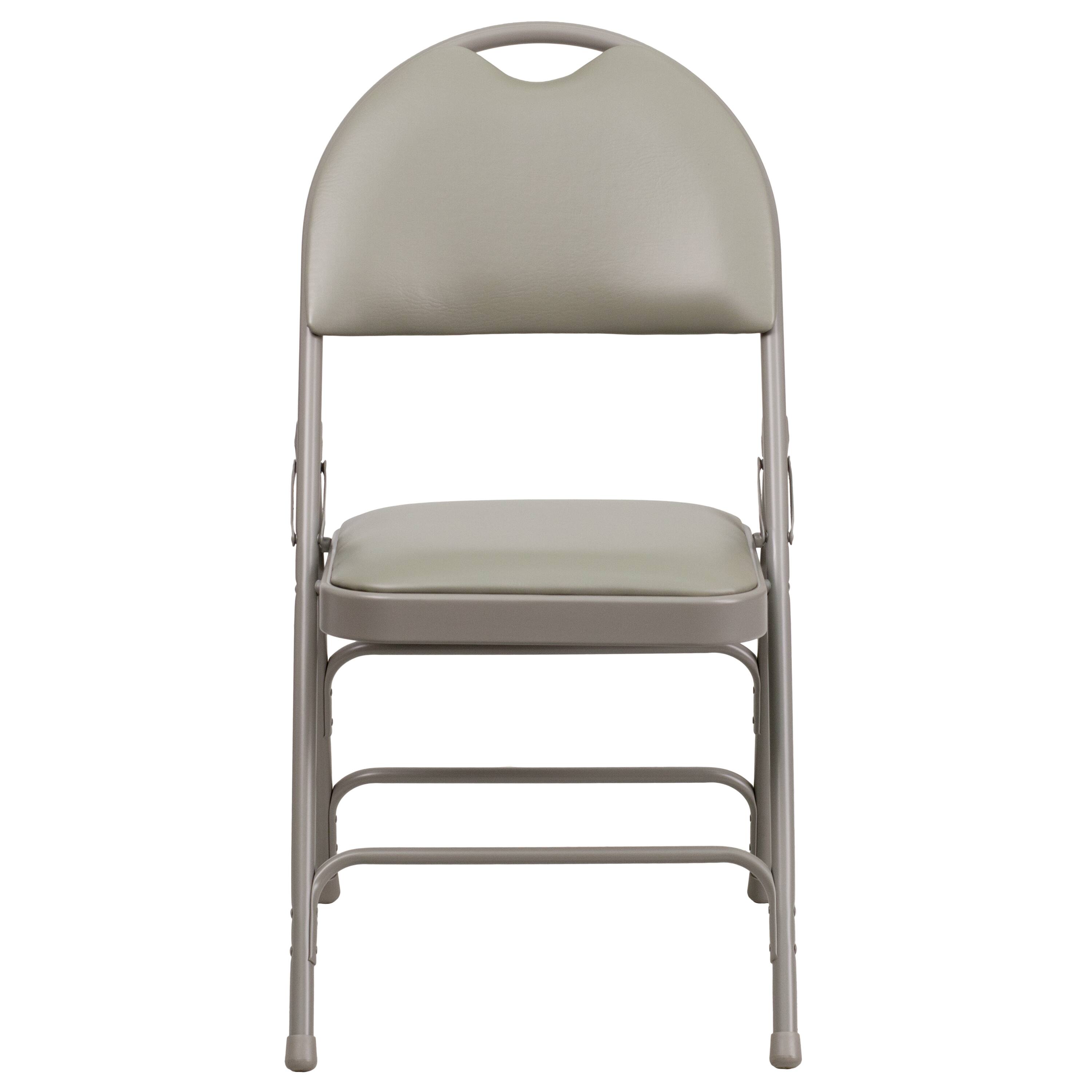 Alt View 8. Emma + Oliver - 2 Pack Home & Office Easy-Carry Party Events Padded Folding Chair - Gray Vinyl/Gray Frame.