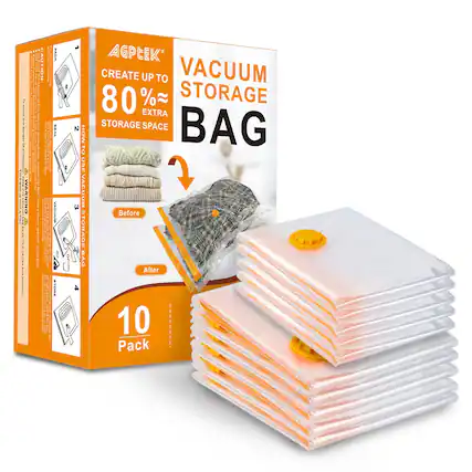 AGPEEK CREATE UP TO VACUUM 80% EXTRA STORAGE SPACE BAG HOWTO USE 3 BEFORE STORAGE BAG AFTER 10 Pack