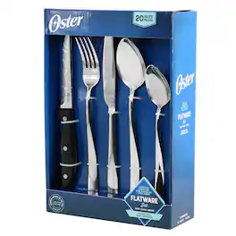 Oster - Stonington 20 Piece Flatware Set with Steak Knives in Polished Stainless Steel - Silver