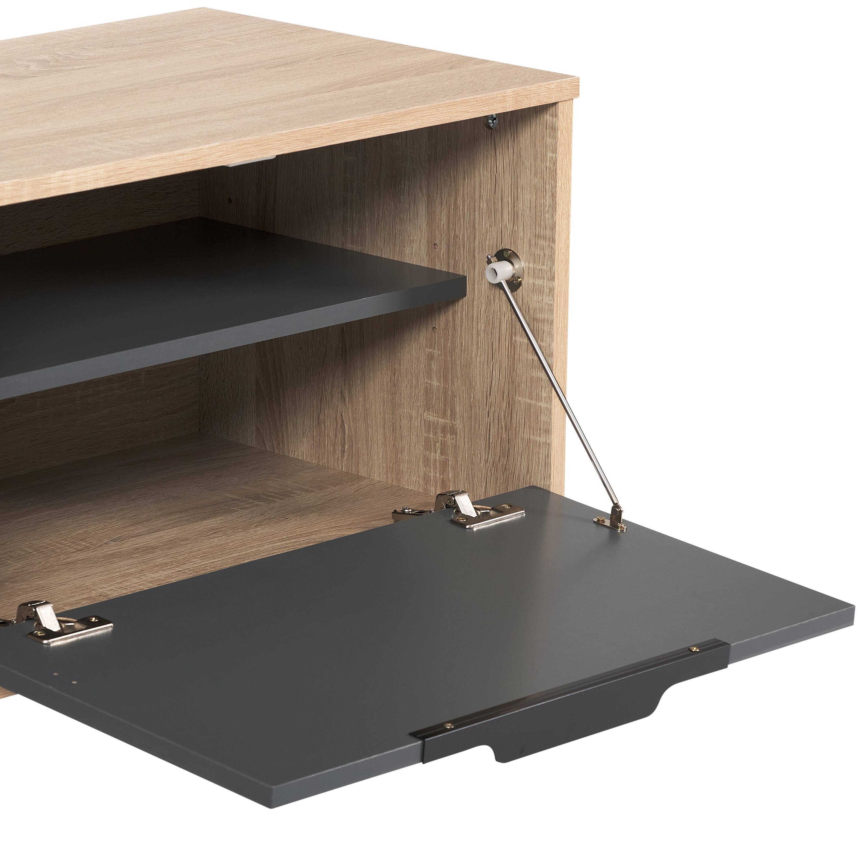 Alt View 15. CorLiving - Cole Collection TV Stand with Enclosed Cabinets for Most TVs up to 85" - Light Wood.