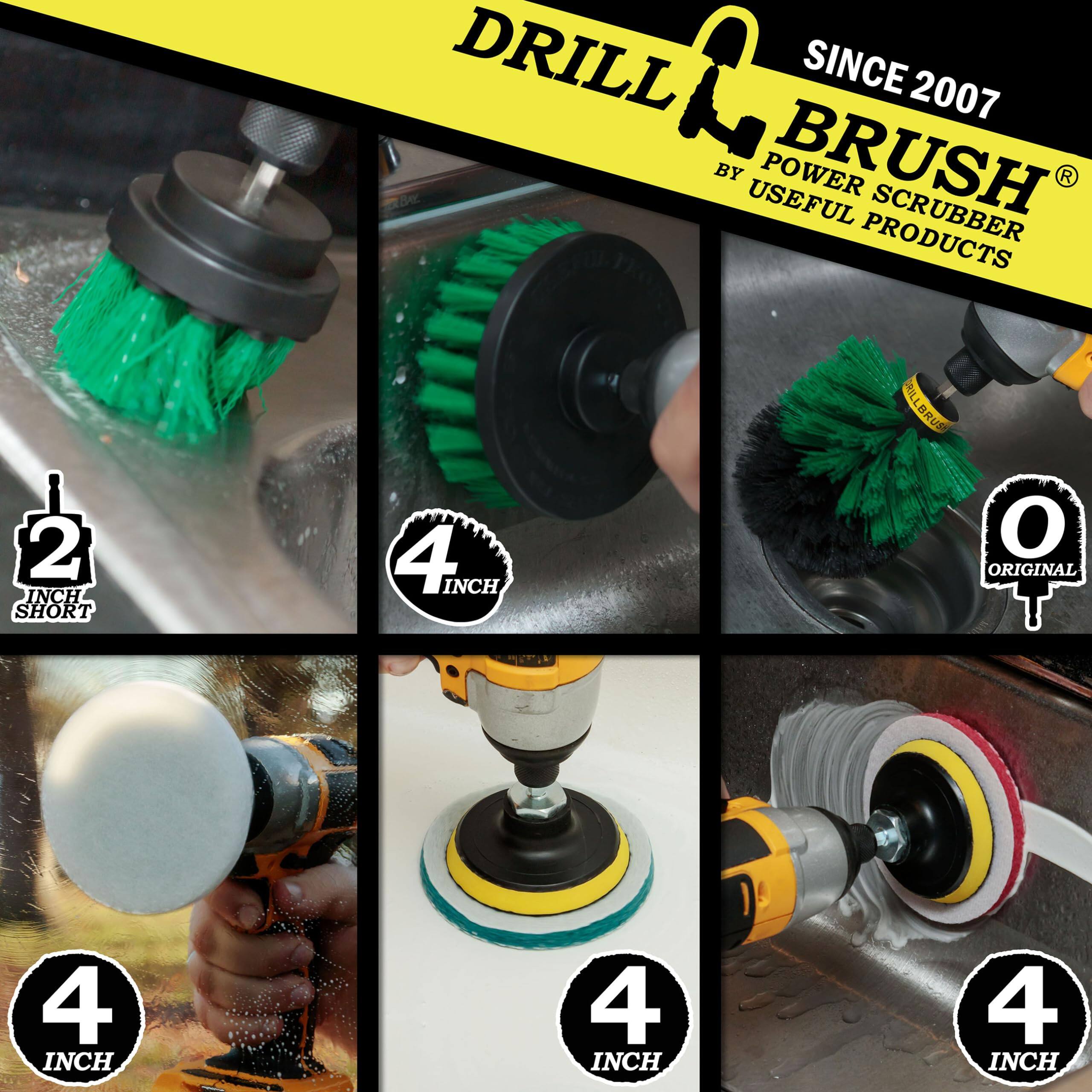 DRILL BRUSH SINCE 2007 BY USEFUL PRODUCTS RILL BRUSH POWER SCRUBBER 2 INCH SHORT 4 INCH O ORIGINAL 4 INCH 4 INCH 4 INCH 4 INCH