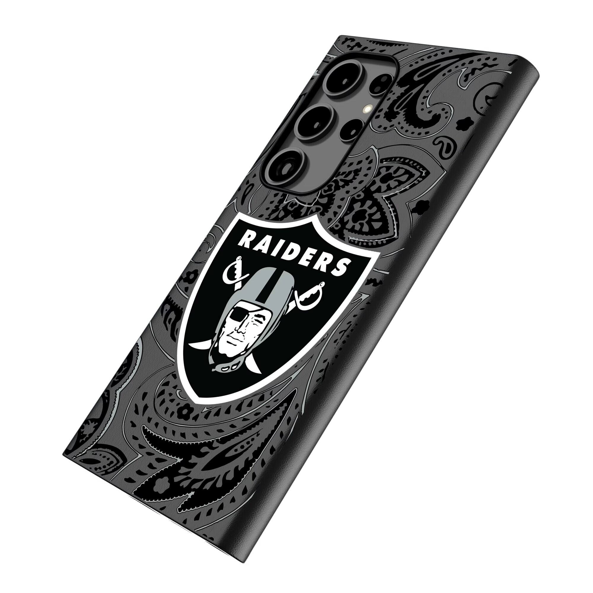 Alt View 1. Keyscaper - Las Vegas Raiders Paisley Galaxy Magnetic Bump Case - S24 Plus - Black.
