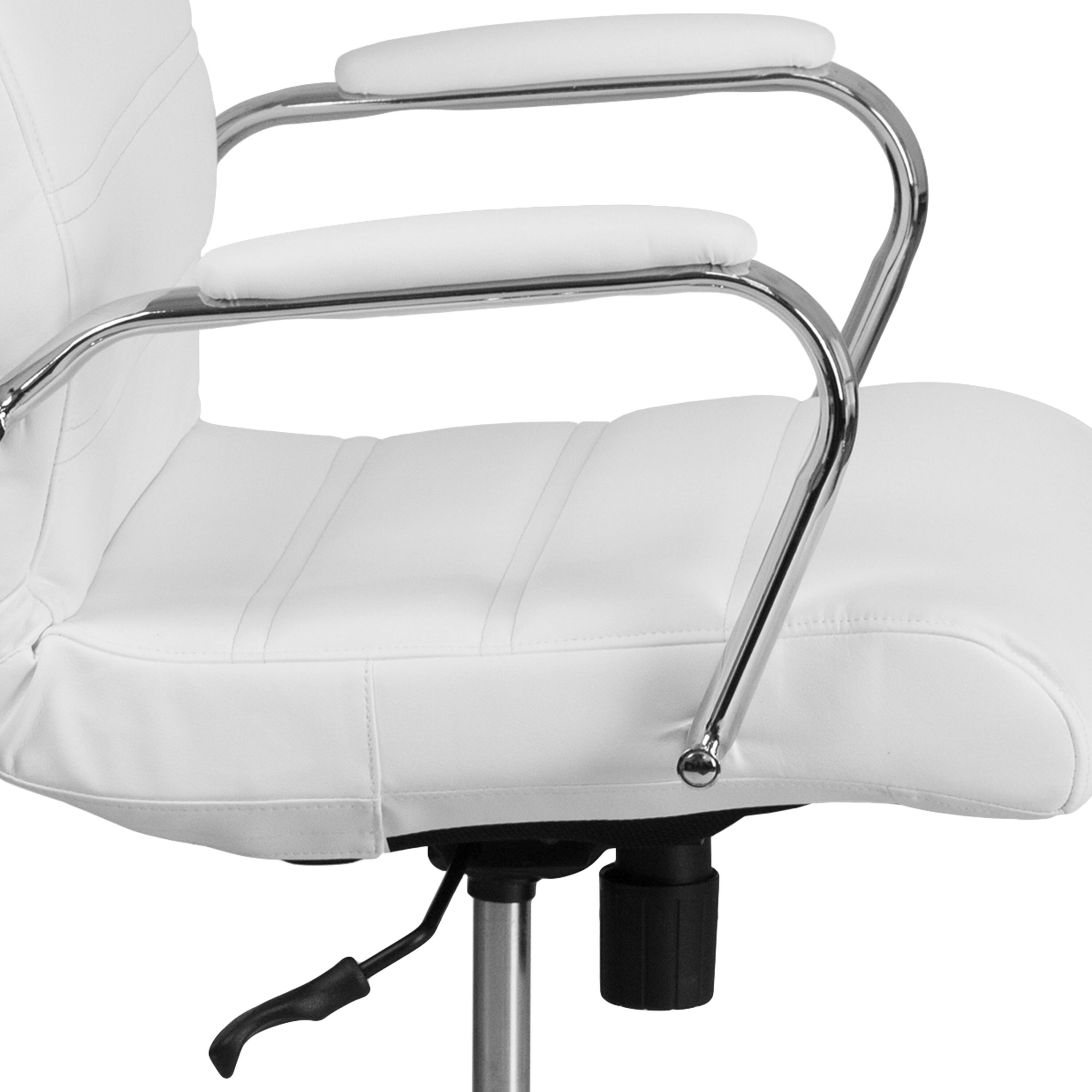 Alt View 10. Emma + Oliver - High Back Executive Swivel Office Chair with Metal Frame and Arms - White LeatherSoft/Chrome Frame.