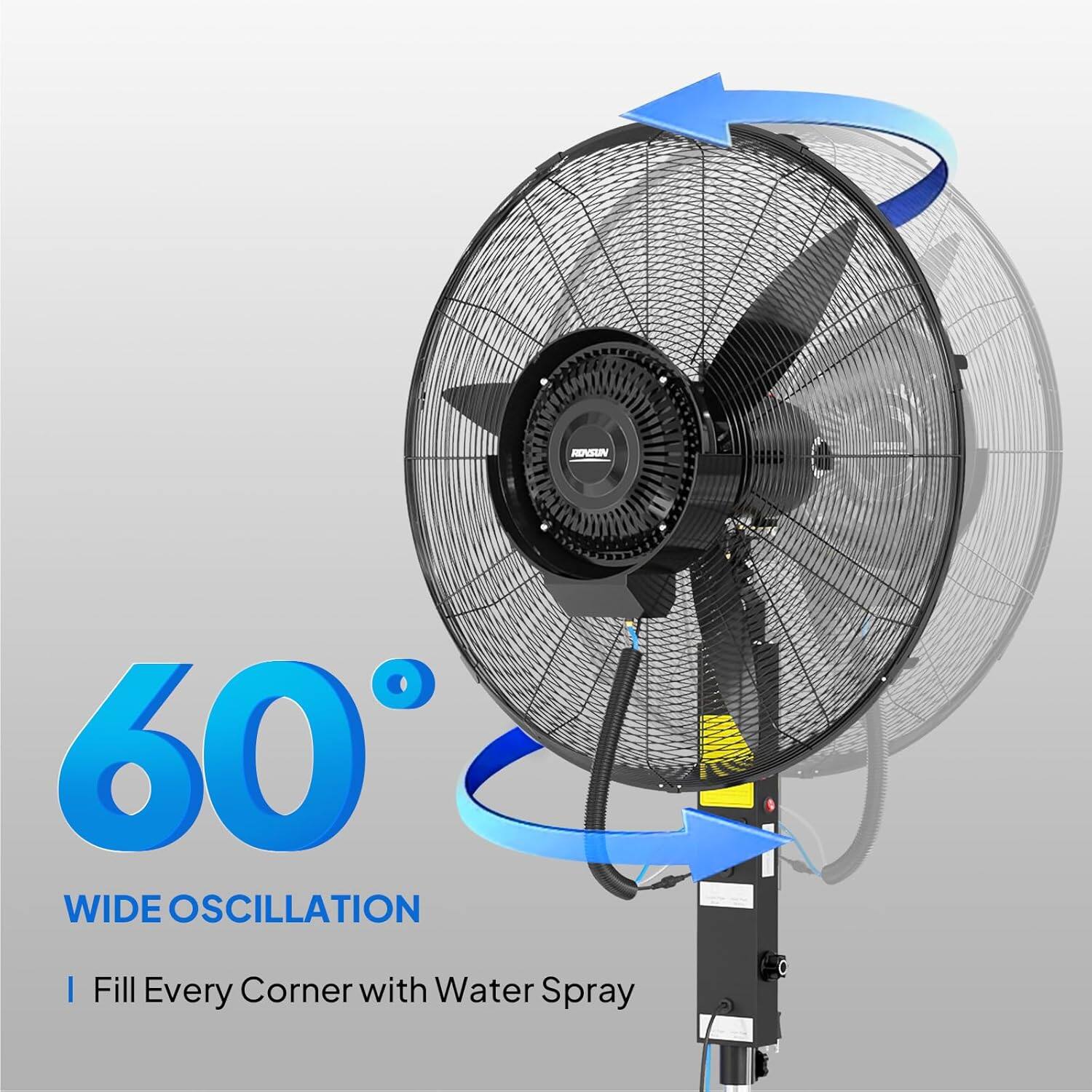 RENSUN 60° WIDE OSCILLATION | Fill Every Corner with Water Spray