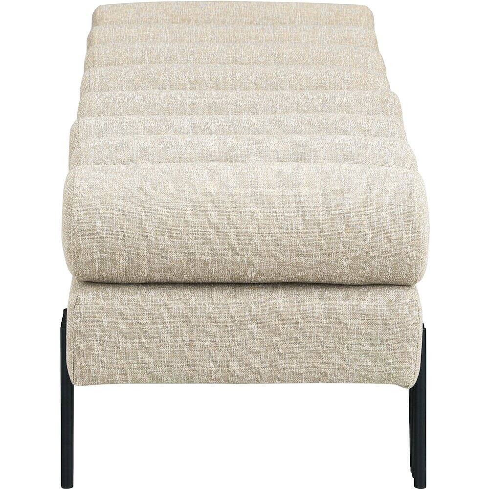Alt View 3. Meridian Furniture - Akeela Beige Linen Textured Fabric Bench - Beige.