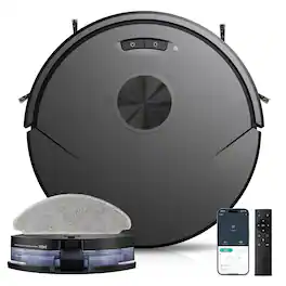 Teendow - 2 in 1 Robot Vacuum and Mop, Vacuum Cleaner with APP/Remote for Pet Hair, Self-Charging, 4 Cleaning Modes - Black