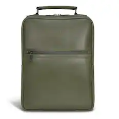 Front. Champs - Onyx Collection - Leather Compact Laptop Backpack - Khaki.