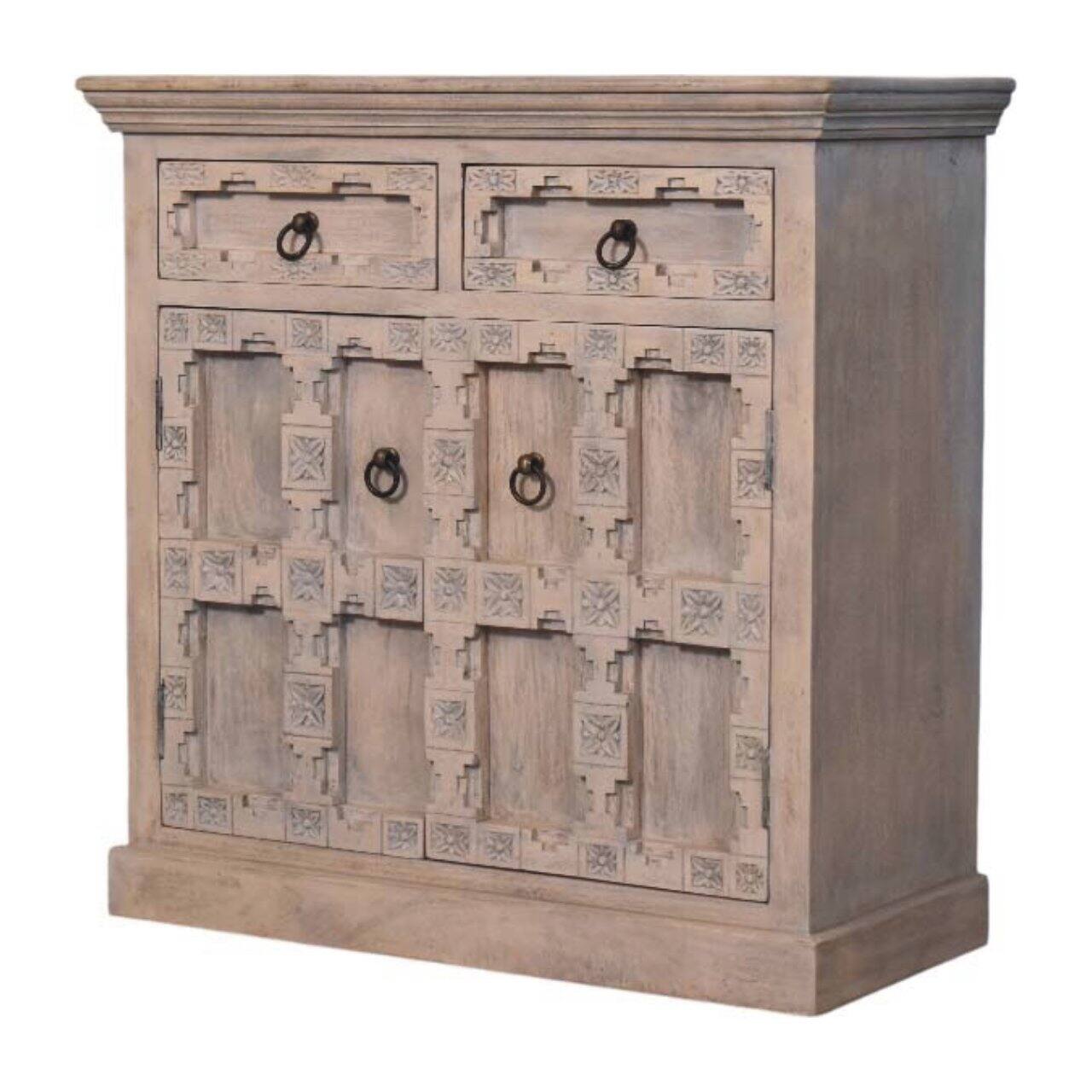 Left. Artisan Furniture - Artisan Furniture Solid Wood Jaipur Lattice Sideboard - Grey.