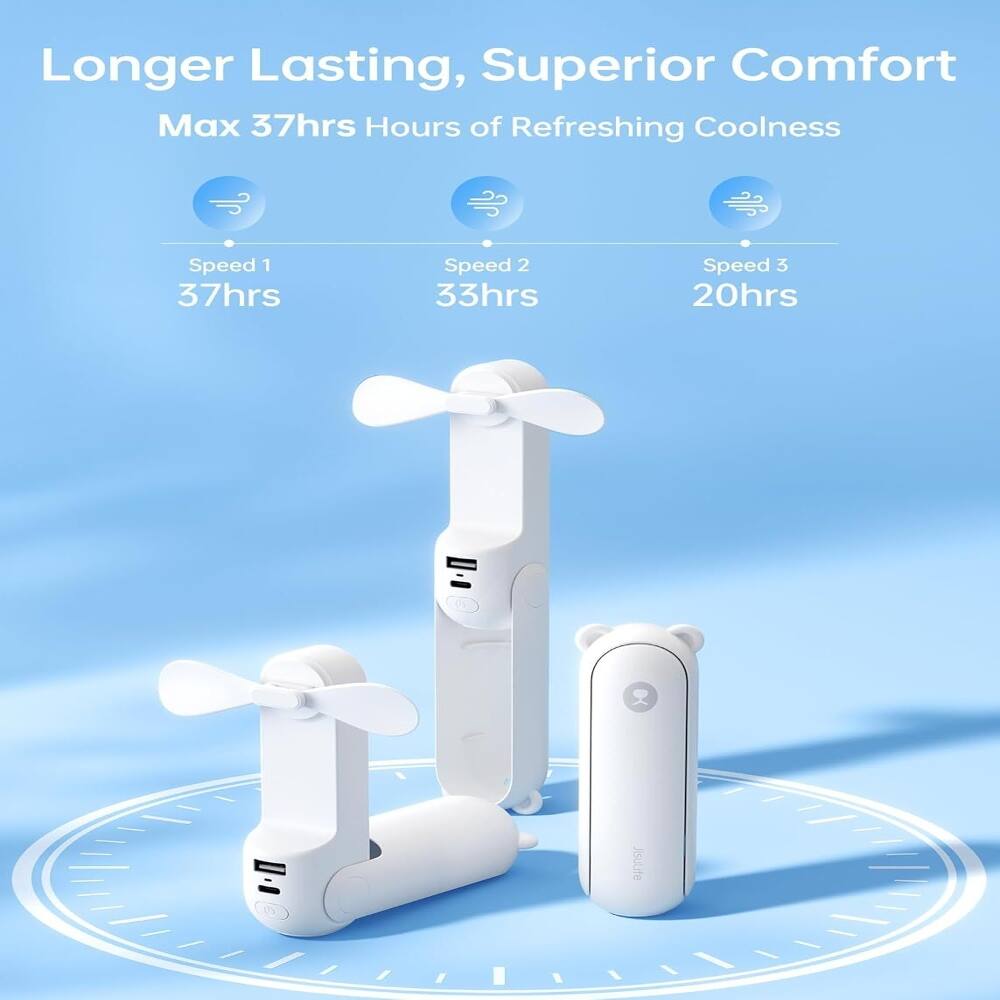 Longer Lasting, Superior Comfort  
Max 37hrs Hours of Refreshing Coolness  
Speed 1: 37hrs  
Speed 2: 33hrs  
Speed 3: 20hrs  
E-RsuLite