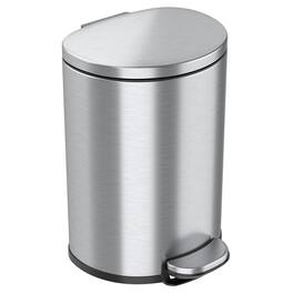 iTouchless - 3 Gallon SoftStep Semi-Round Stainless Steel Step Bathroom Trash Can with AbsorbX Odor Filter - Silver
