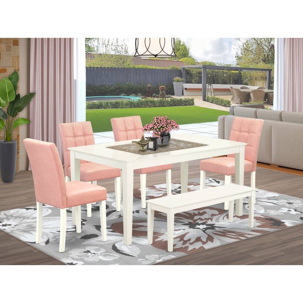 Alt View 10. East West Furniture - 6 Piece contain A Mid-Century Table Set Kitchen Table - White.