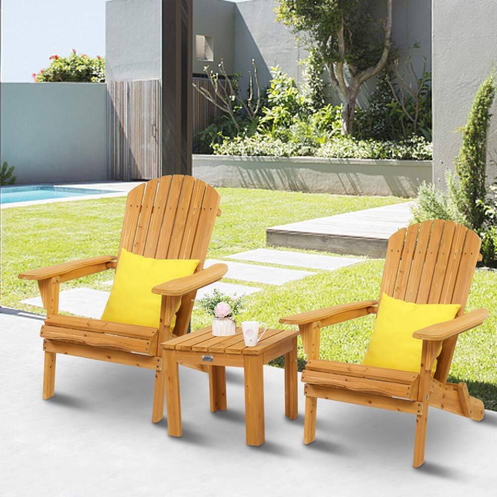 Alt View 7. Winado - 2PCS 40in Wooden Folding Adirondack Chair, Foldable Fire Pit Chair for Indoor Outdoor Patio Garden Porch Yard Balcony - Teak.