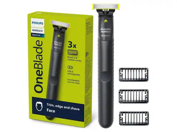 PHILIPS Norelco OneBlade Beard and stubble combs OneBlade rechargeable Comfortable, USB-A not too close Trim, edge and shave Face