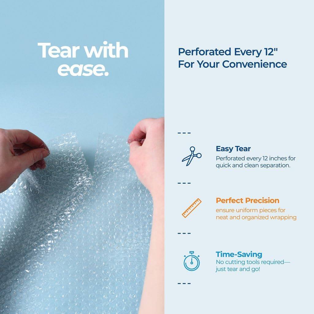 Tear with ease.

Perforated Every 12" For Your Convenience

Easy Tear  
Perforated every 12 inches for quick and clean separation.

Perfect Precision  
ensure uniform pieces for neat and organized wrapping

Time-Saving  
No cutting tools required—just tear and go!