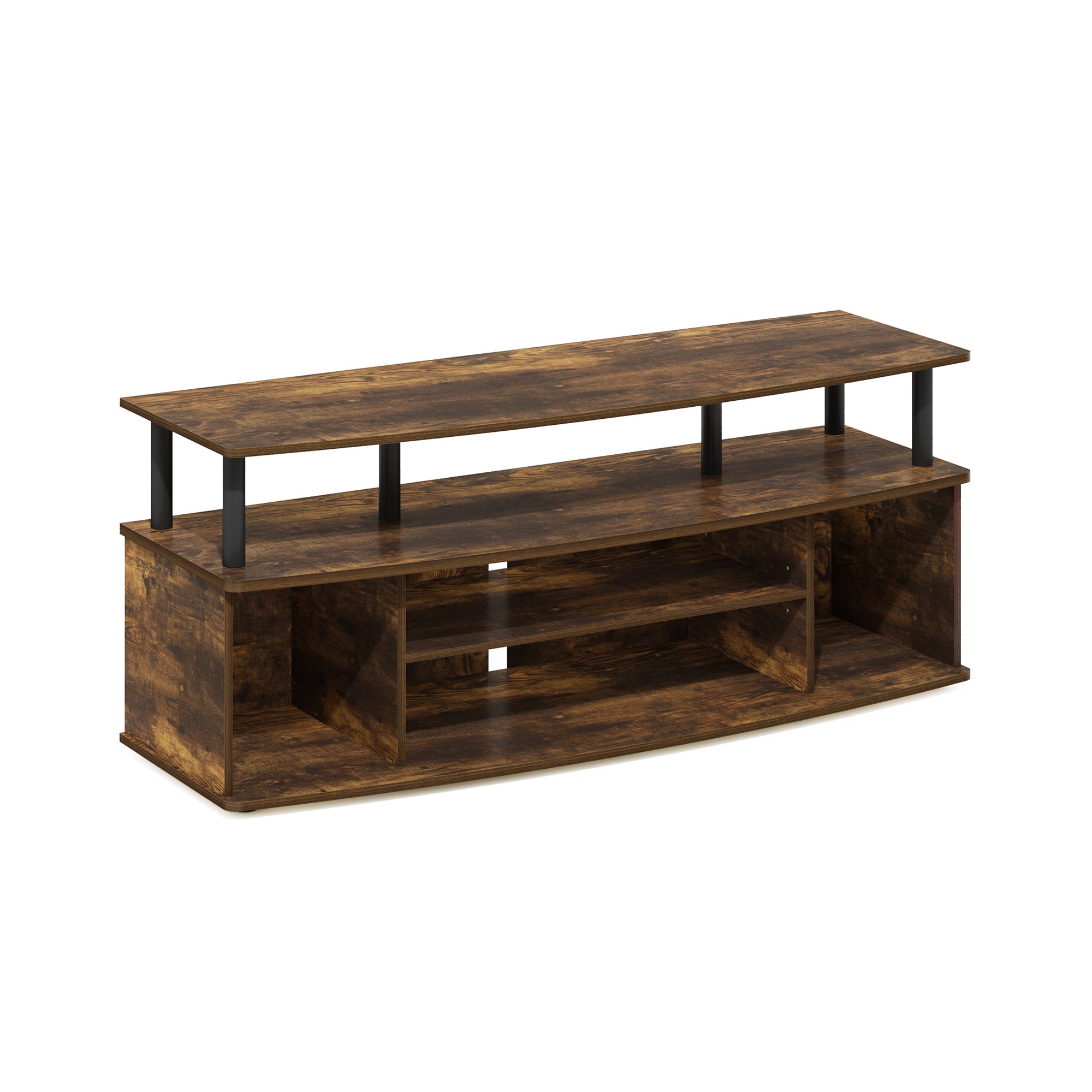 Furinno - JAYA Large Entertainment Center Hold up to 55-IN TV - Amber Pine/Black