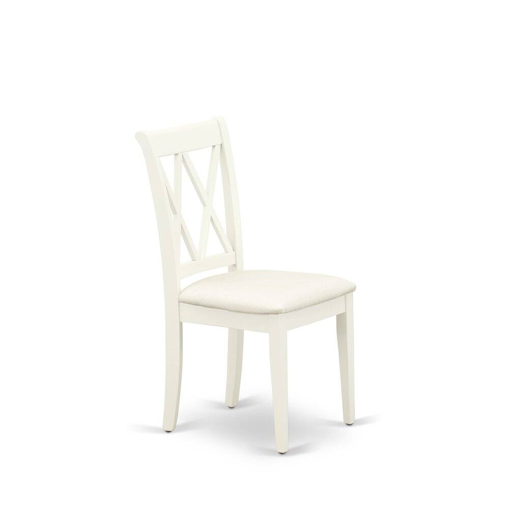 Left. East West Furniture - East West Furniture 3 Piece Dinning Room Table Set Contains 1 Wood Table and 2 Linen White Dining Room Chairs with - Multi-Color.