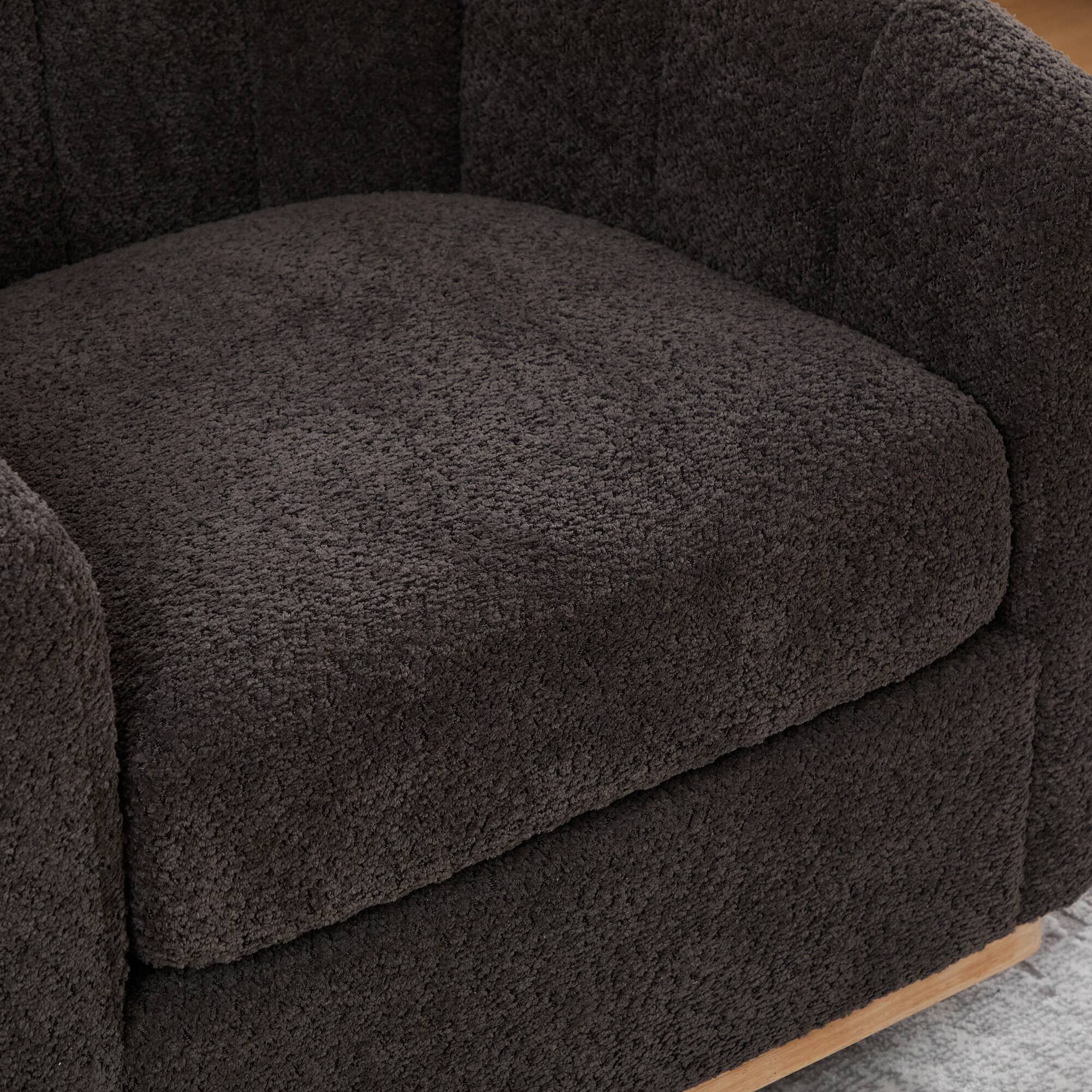 Alt View 2. Boyel Living - Chenille Swivel Barrel Accent Chair with Tufted Round Back and Metal Base, 31.89 in. - Charcoal.