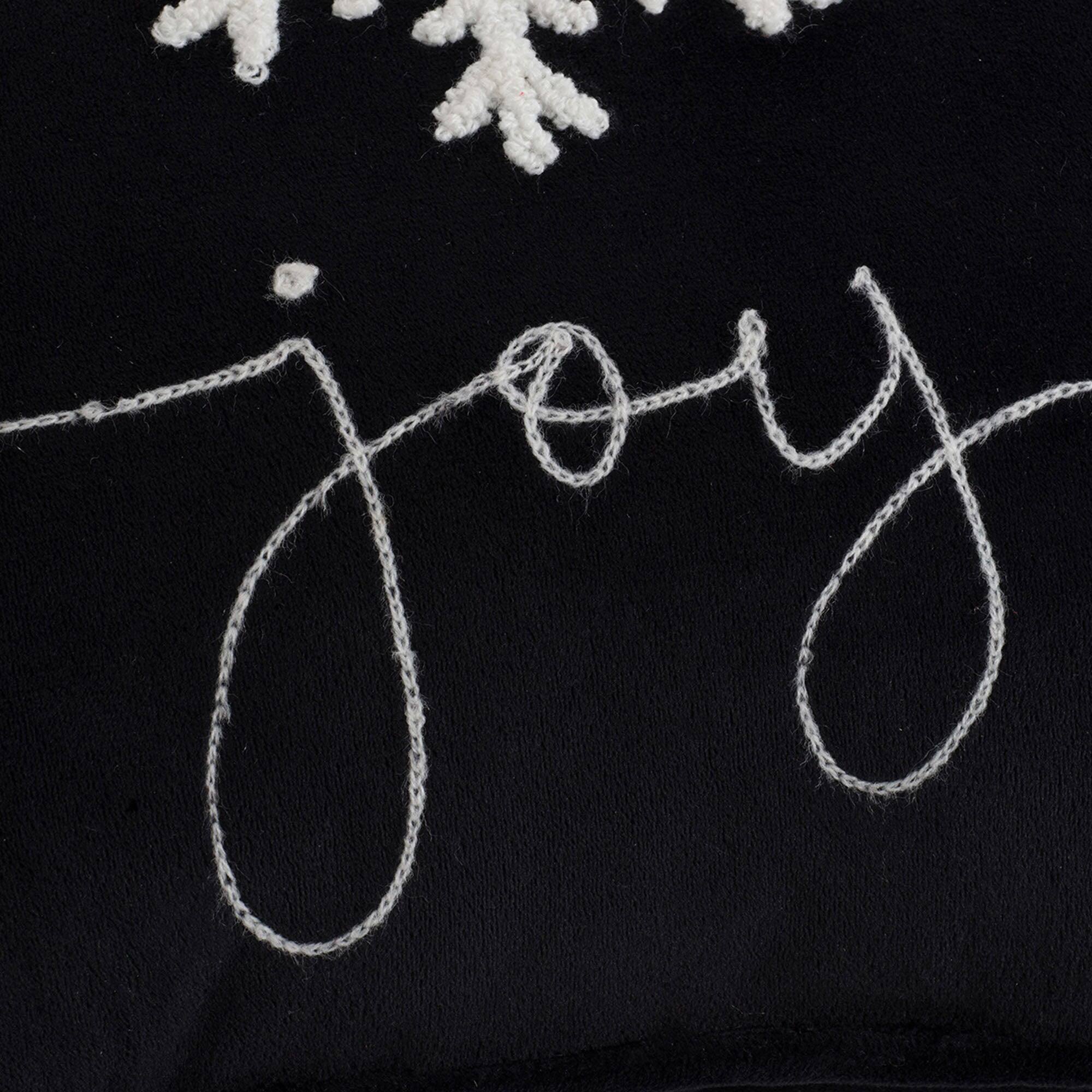 Alt View 8. Boyel Living - Set of 2 Black Velvet Holiday Pillows with Embroidered Joy and Snowflake Design - Black White.