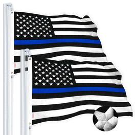 G128 - Thin Blue Line Flag 2x3 ft 2-Pack Embroidered Spun Polyester - Assorted Colors